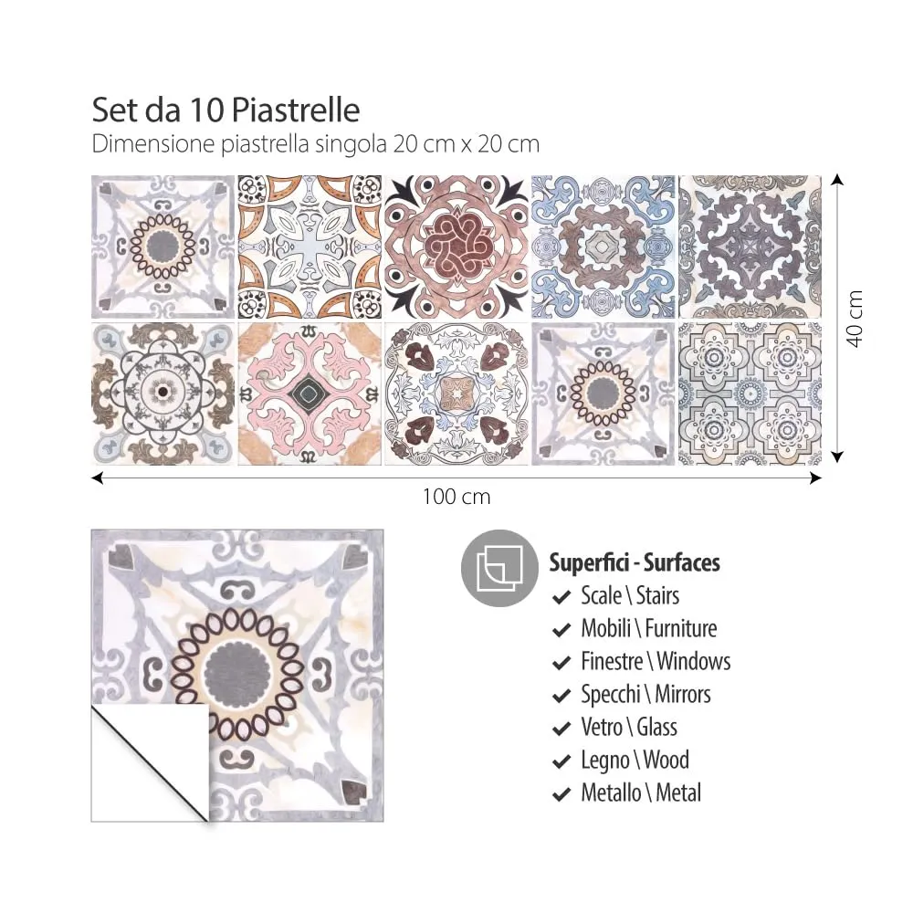 RE-COVERTILES Adesivi Piastrelle in PVC Animalier 10 Pz 20x20 cm PS00058 - immagine 3