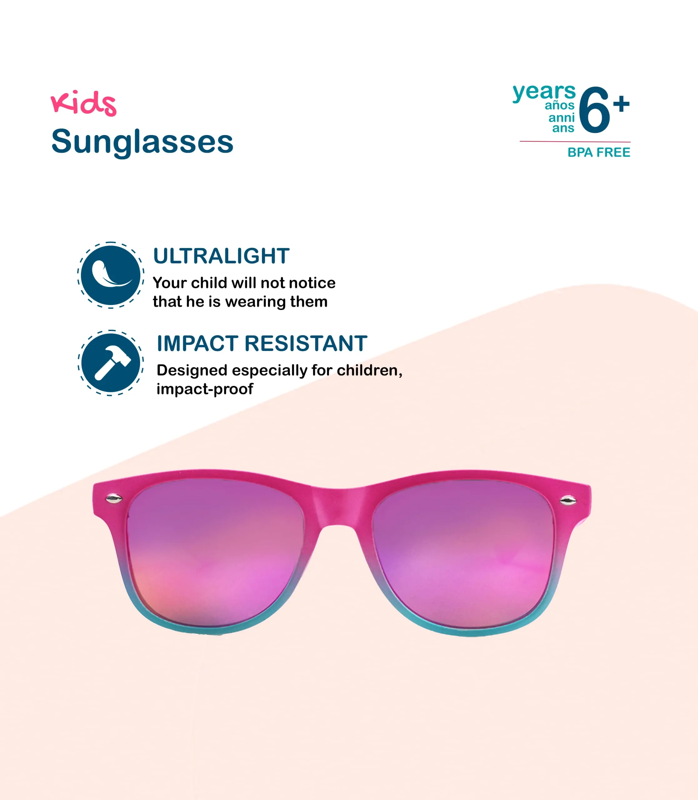 Kiddus Occhiali da Sole Polarizzati per Bambino e Bambina 4-7 Anni, UV400 CAT3, Montatura TR90, Cordino Incluso - immagine 2