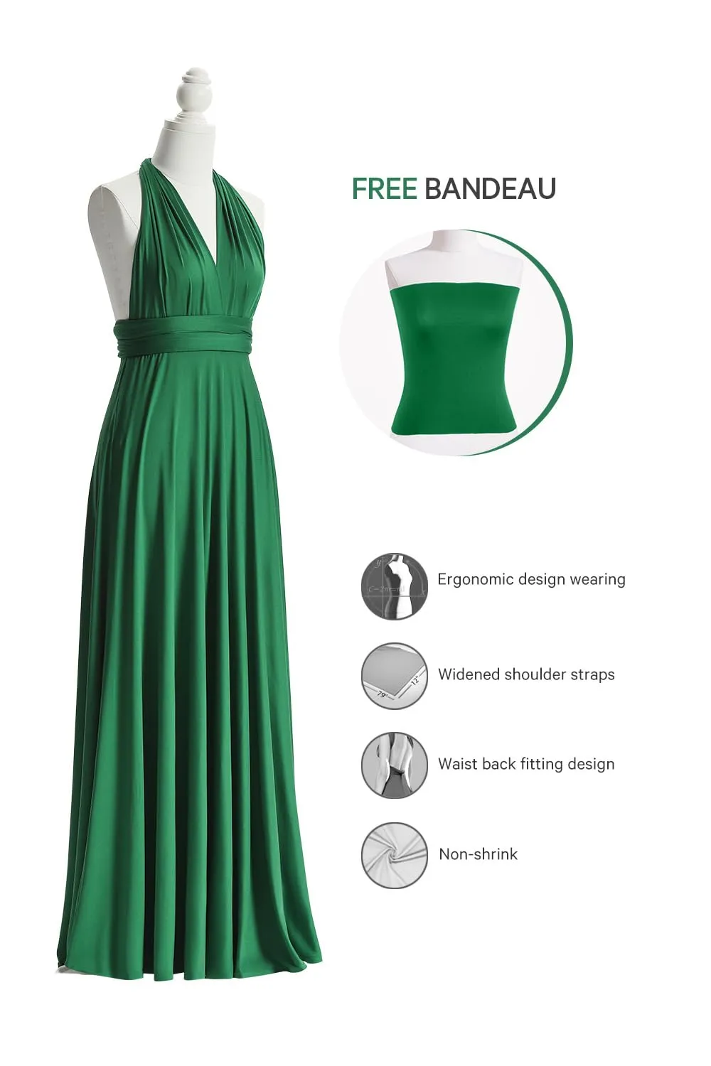 72styles Abito Cerimonia Donna Vestito Elegante Infinity Damigella d'Onore - immagine 3