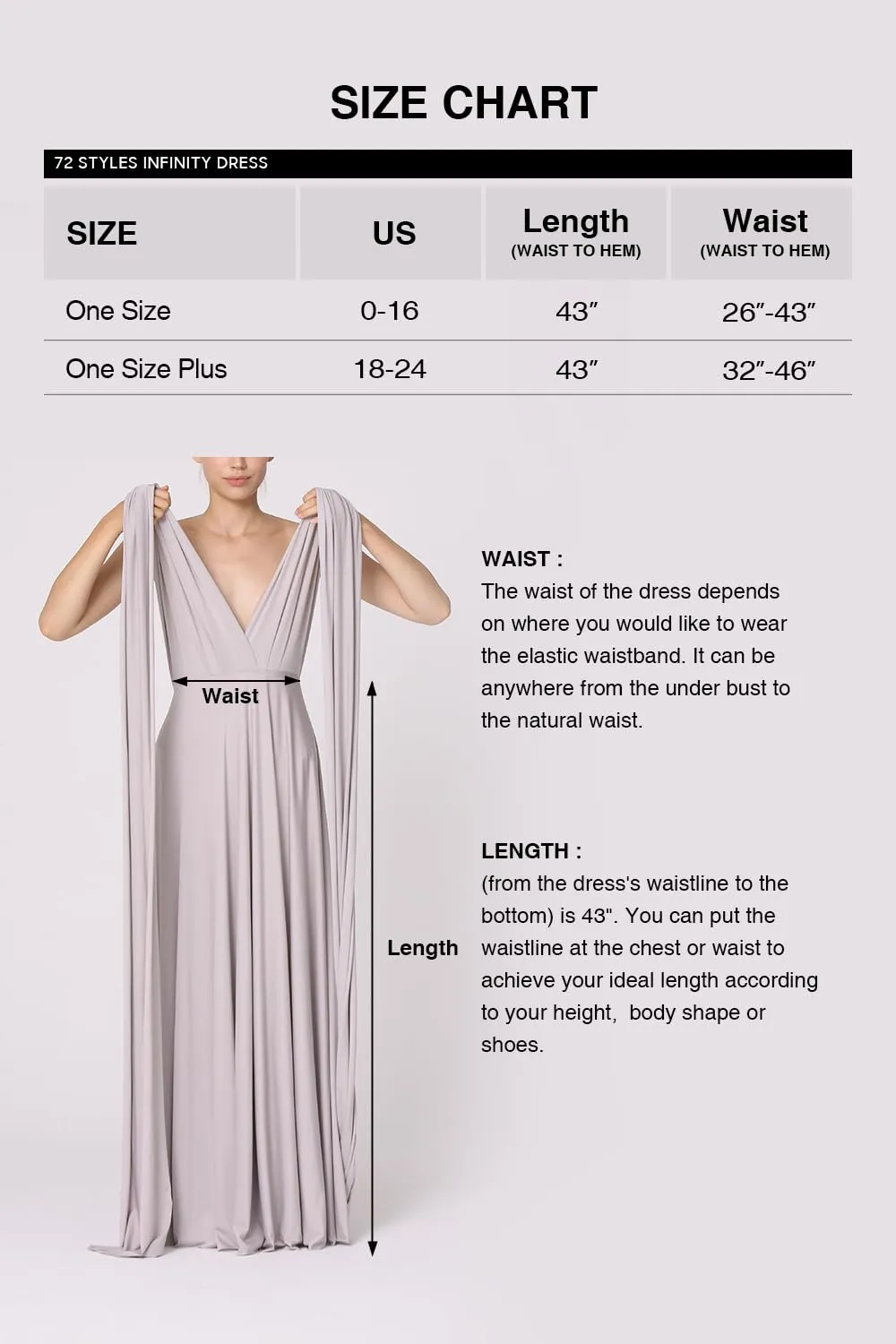 72styles Abito Cerimonia Donna Vestito Elegante Infinity Damigella d'Onore - immagine 5