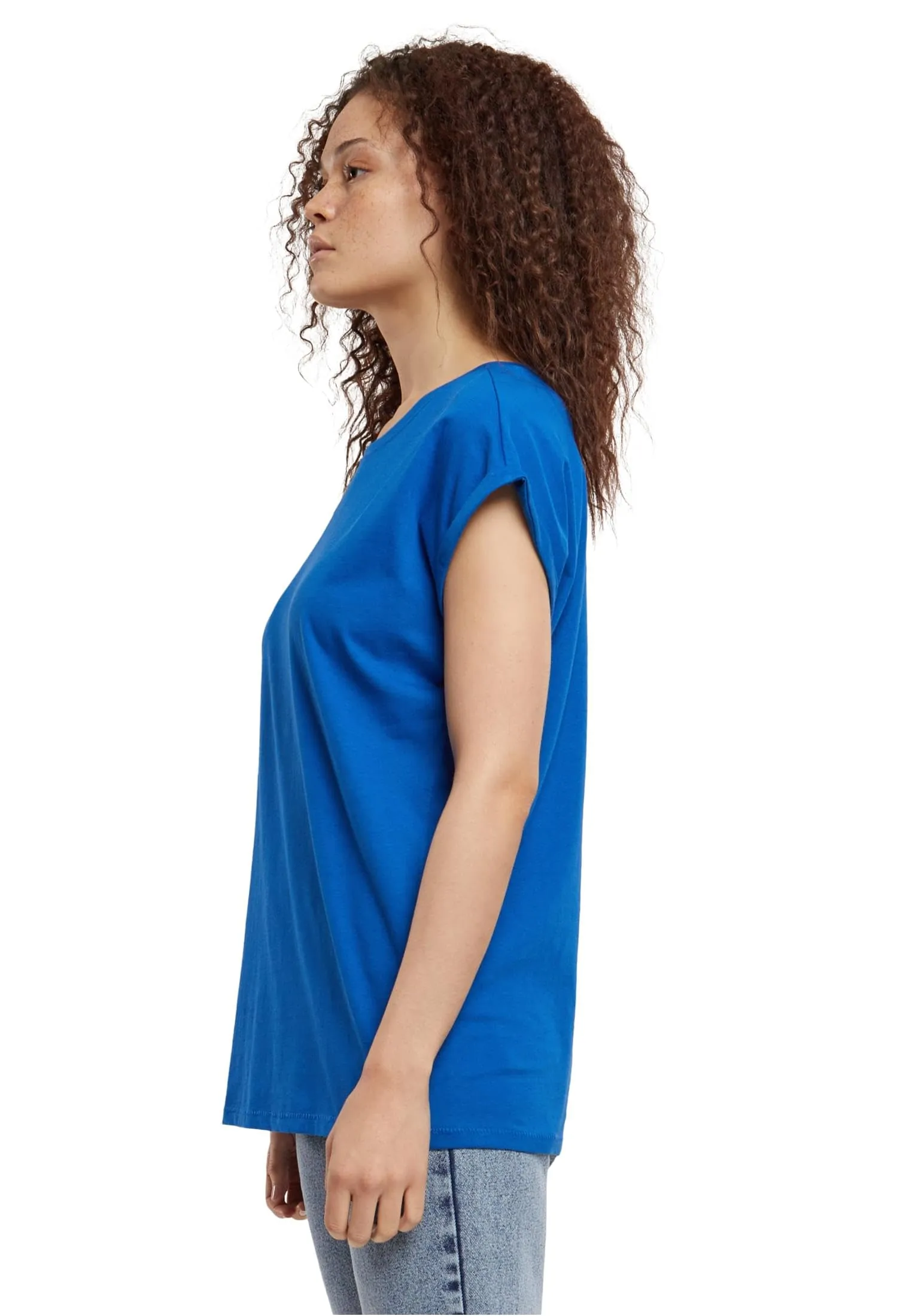 Urban Classics T-Shirt da Donna con Manica Arrotolata in Cotone, Rosso Ciliegia, Taglia XXL - immagine 2