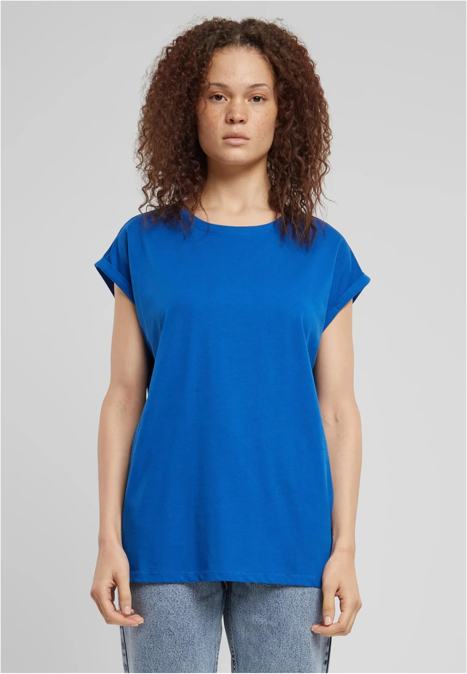 Urban Classics T-Shirt da Donna con Manica Arrotolata in Cotone, Rosso Ciliegia, Taglia XXL - immagine 5