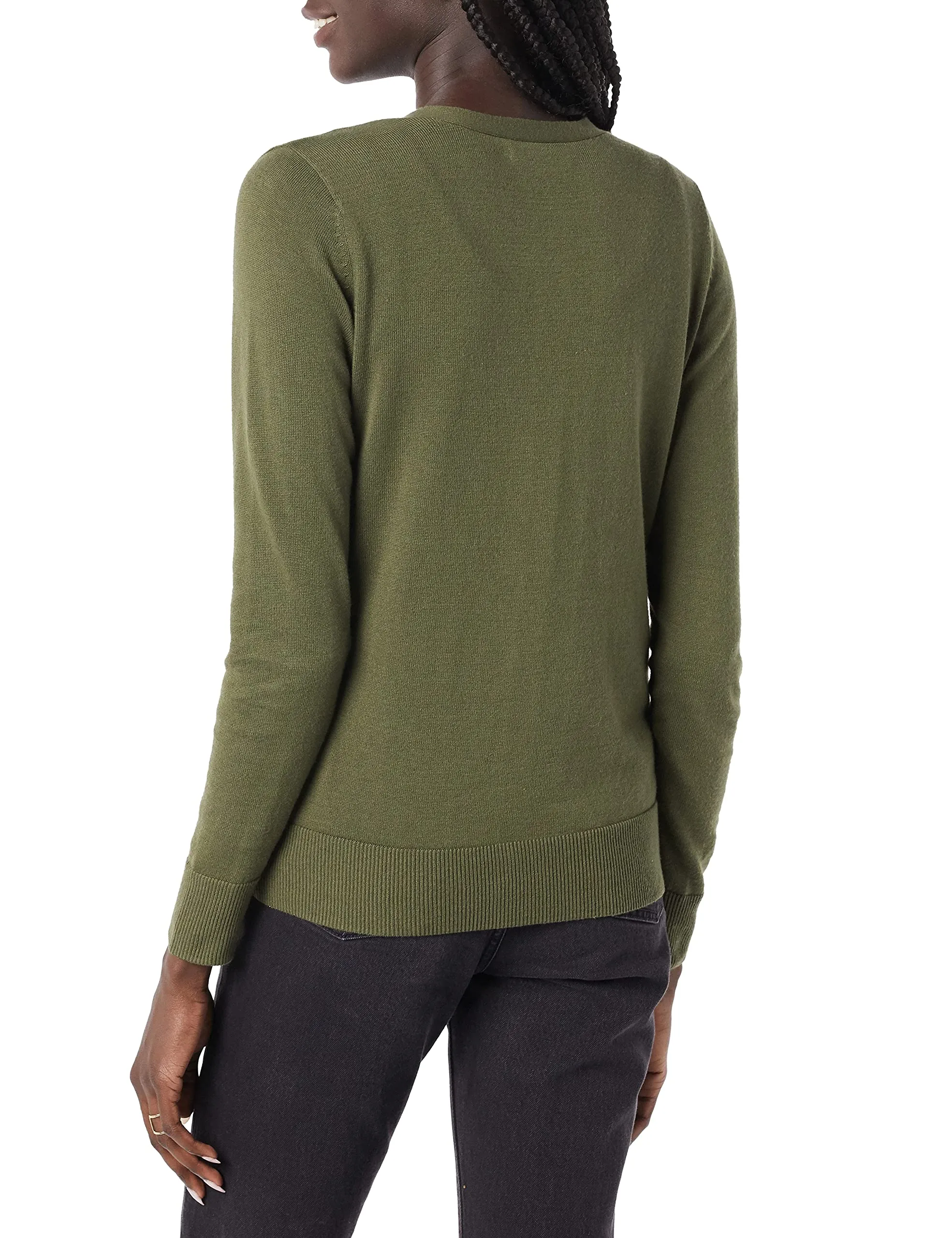 Amazon Essentials Felpa Cardigan Leggera Donna, Verde Oliva, XXL - immagine 3