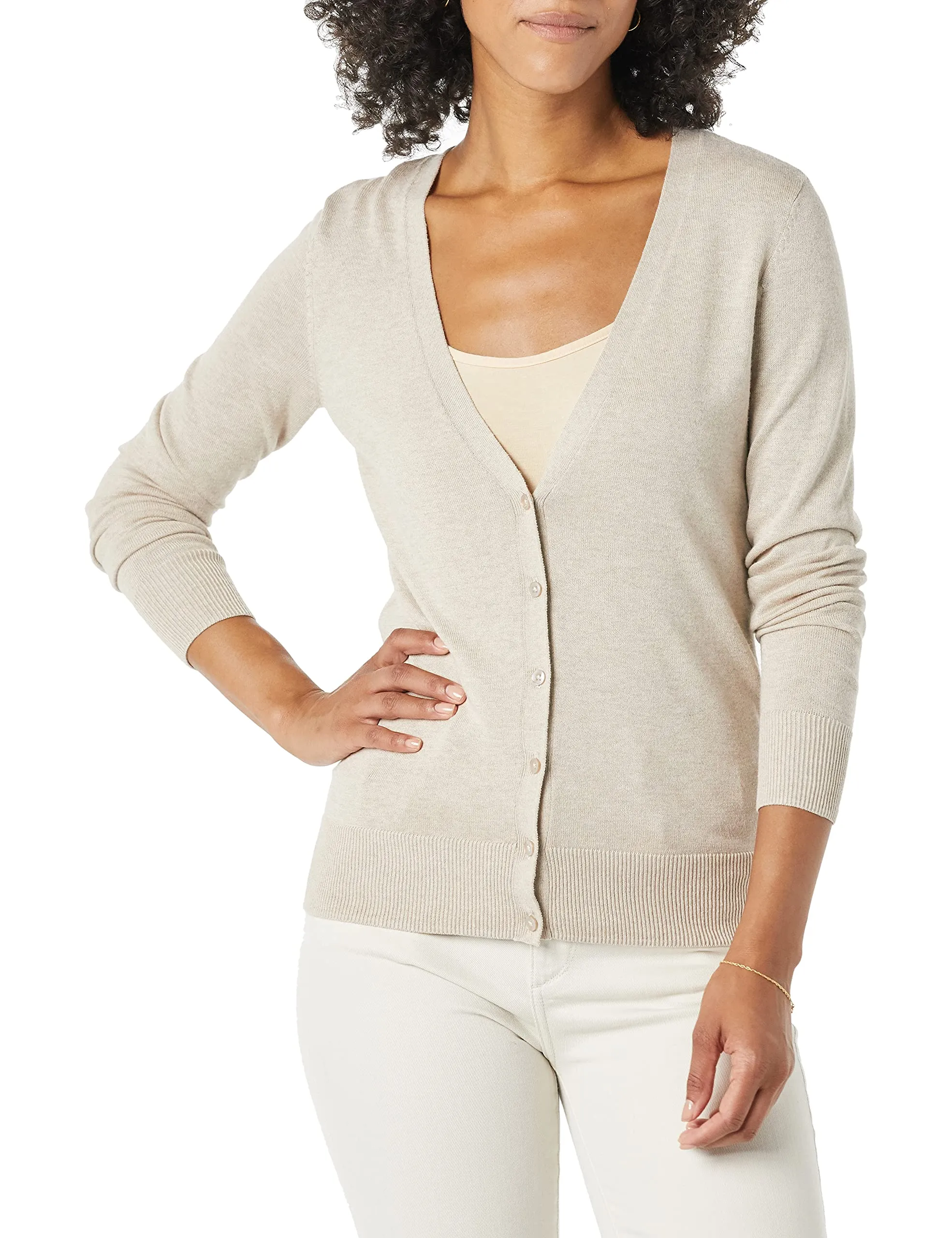 Amazon Essentials Felpa Cardigan Leggera Donna, Avena Chiaro, S - immagine 1