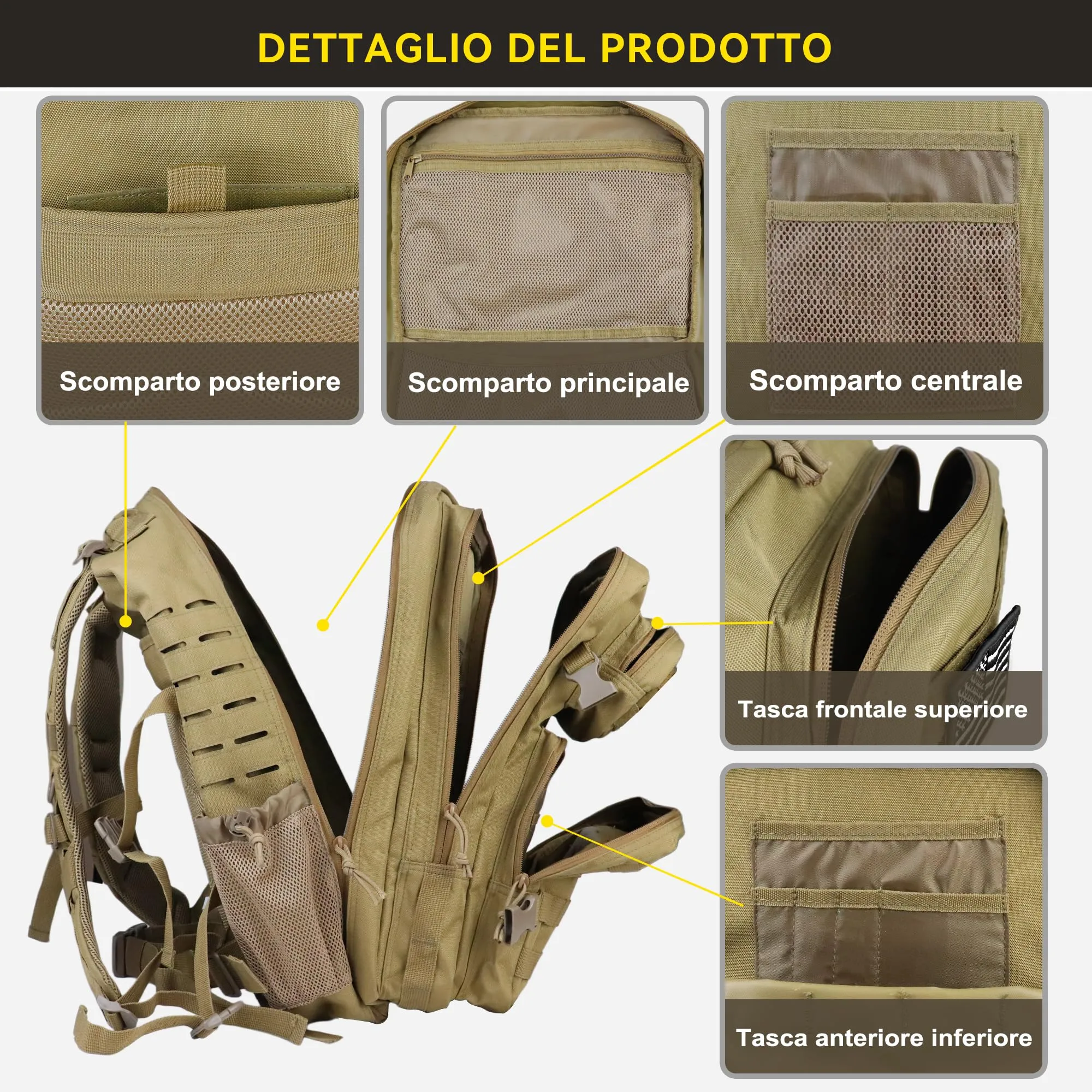 Zavothy Zaino Tattico Militare 45L Khaki - immagine 5