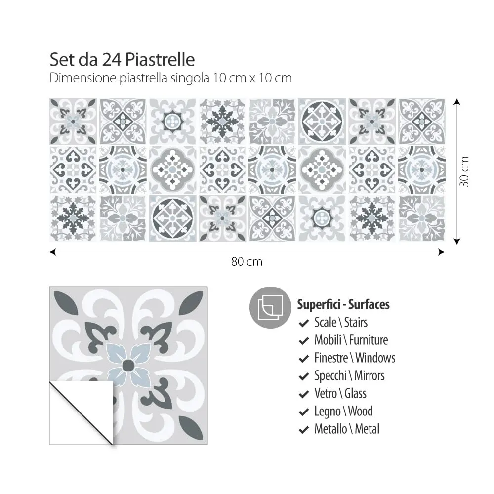 RE-COVERTILES Adesivi Piastrelle in PVC Animalier, 24 Pezzi 10x10 cm, PS00094 - immagine 3