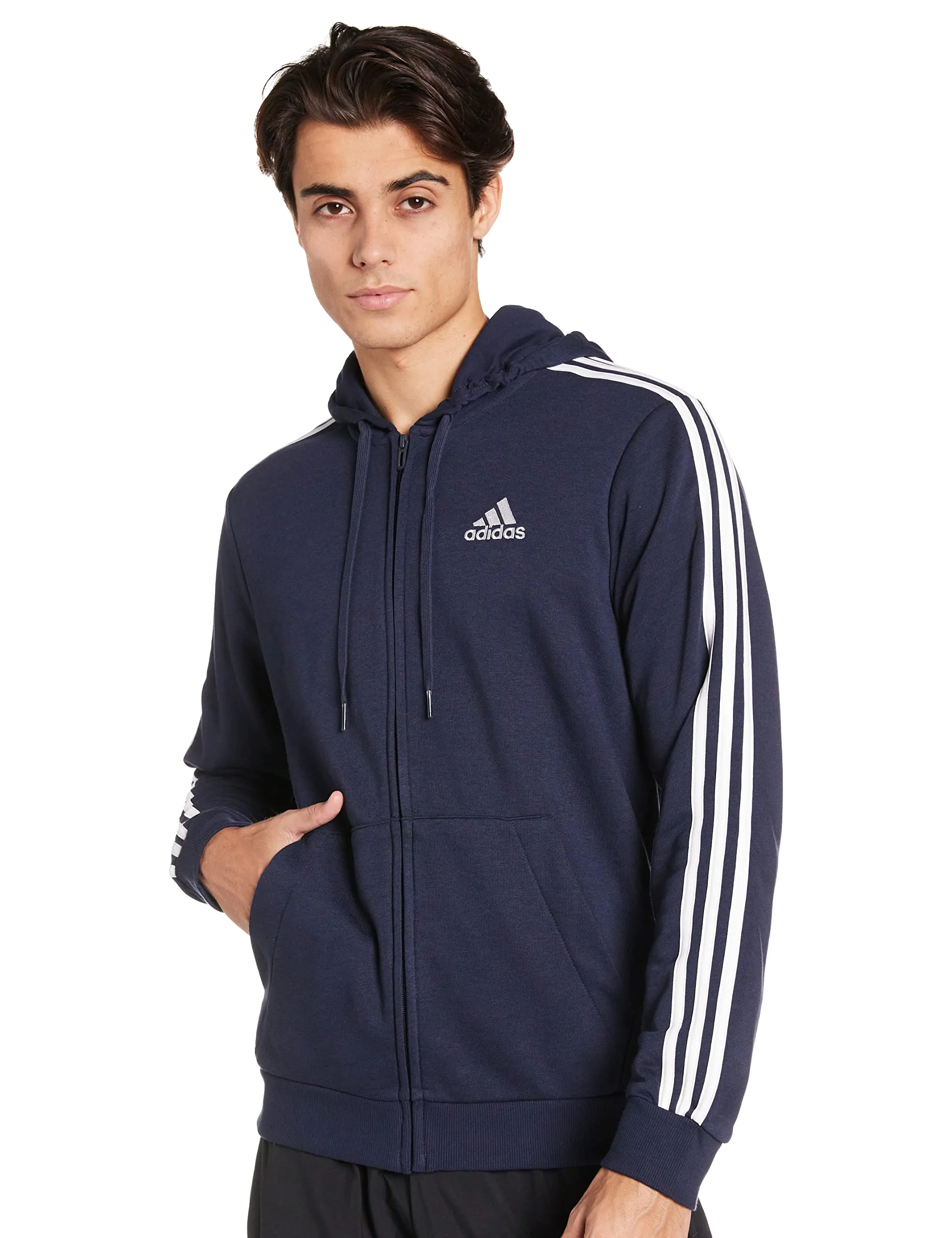 adidas M 3S FT FZ HD Sport Jacket, Legend Ink/White, M - immagine 2