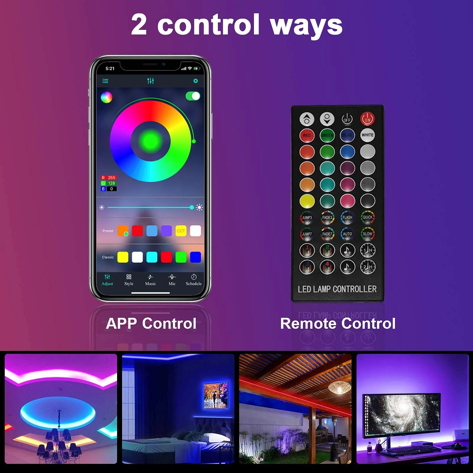Enteenly Striscia LED TV 3m, Retroilluminazione RGB USB per TV 40-65 pollici, con Telecomando e Controllo APP, Ritmo Musicale - immagine 3