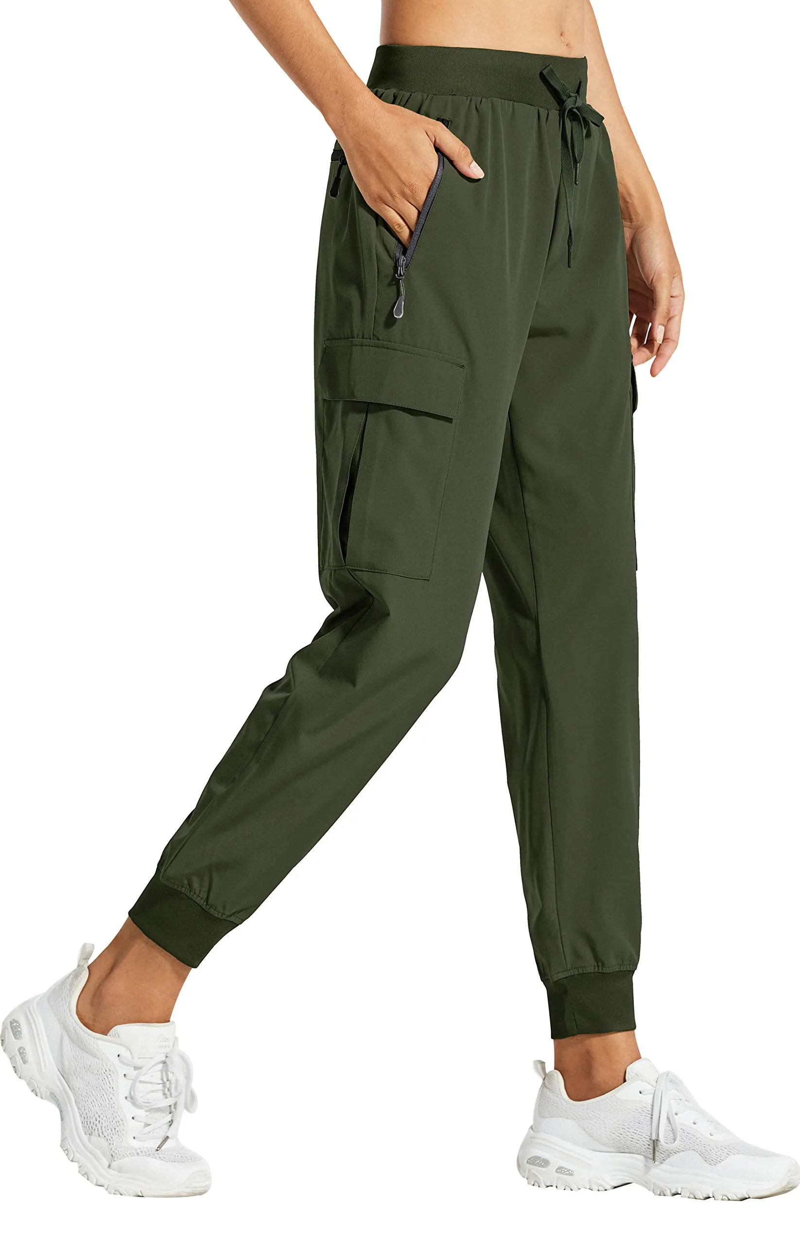 Libin Pantaloni Trekking Donna Cargo Jogger Estivi, Army Green, M - immagine 1