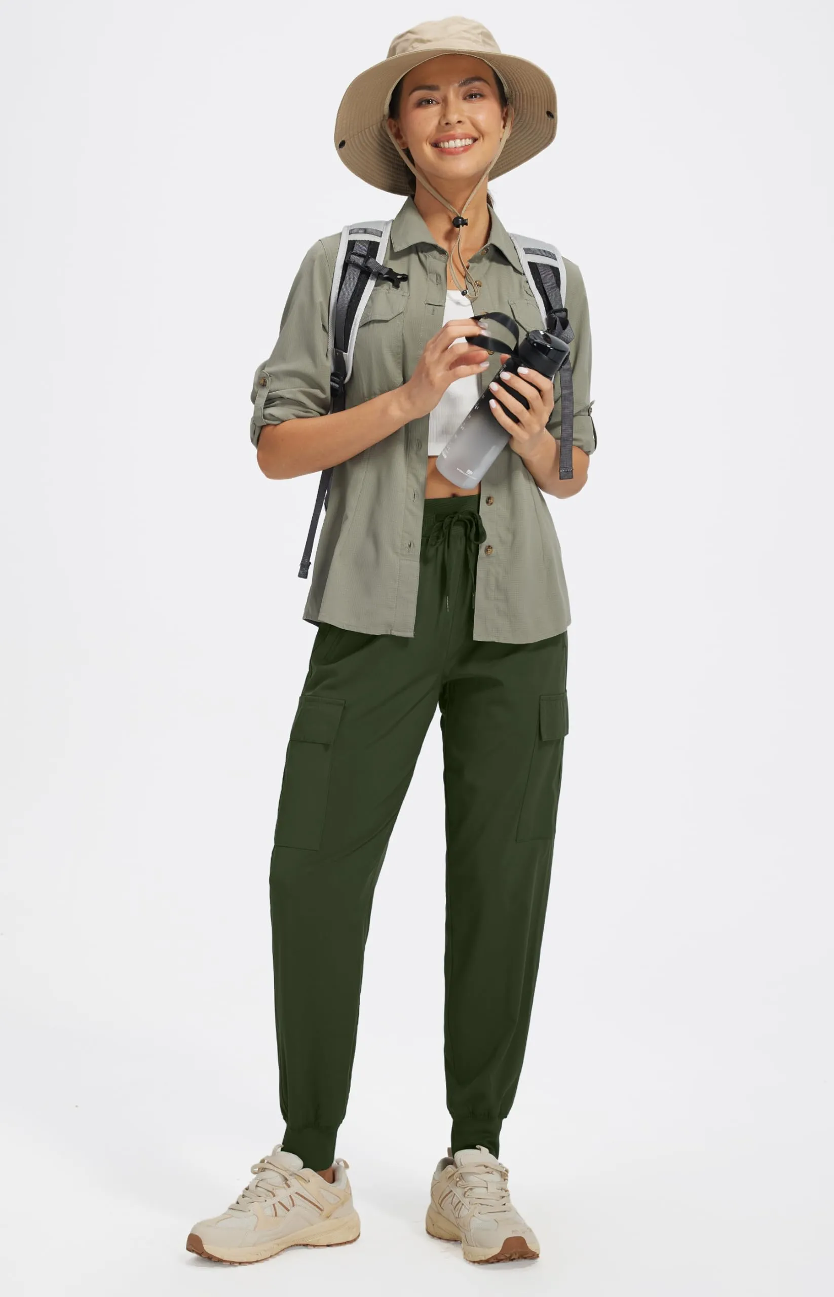 Libin Pantaloni Trekking Donna Cargo Jogger Estivi 29" Army Green XS - immagine 6