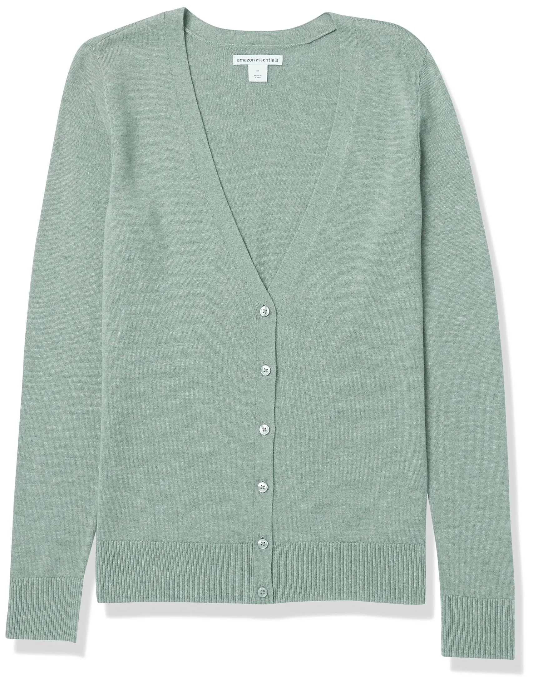 Amazon Essentials Felpa Cardigan Leggera Donna, Verde Salvia Puntinato, M - immagine 7