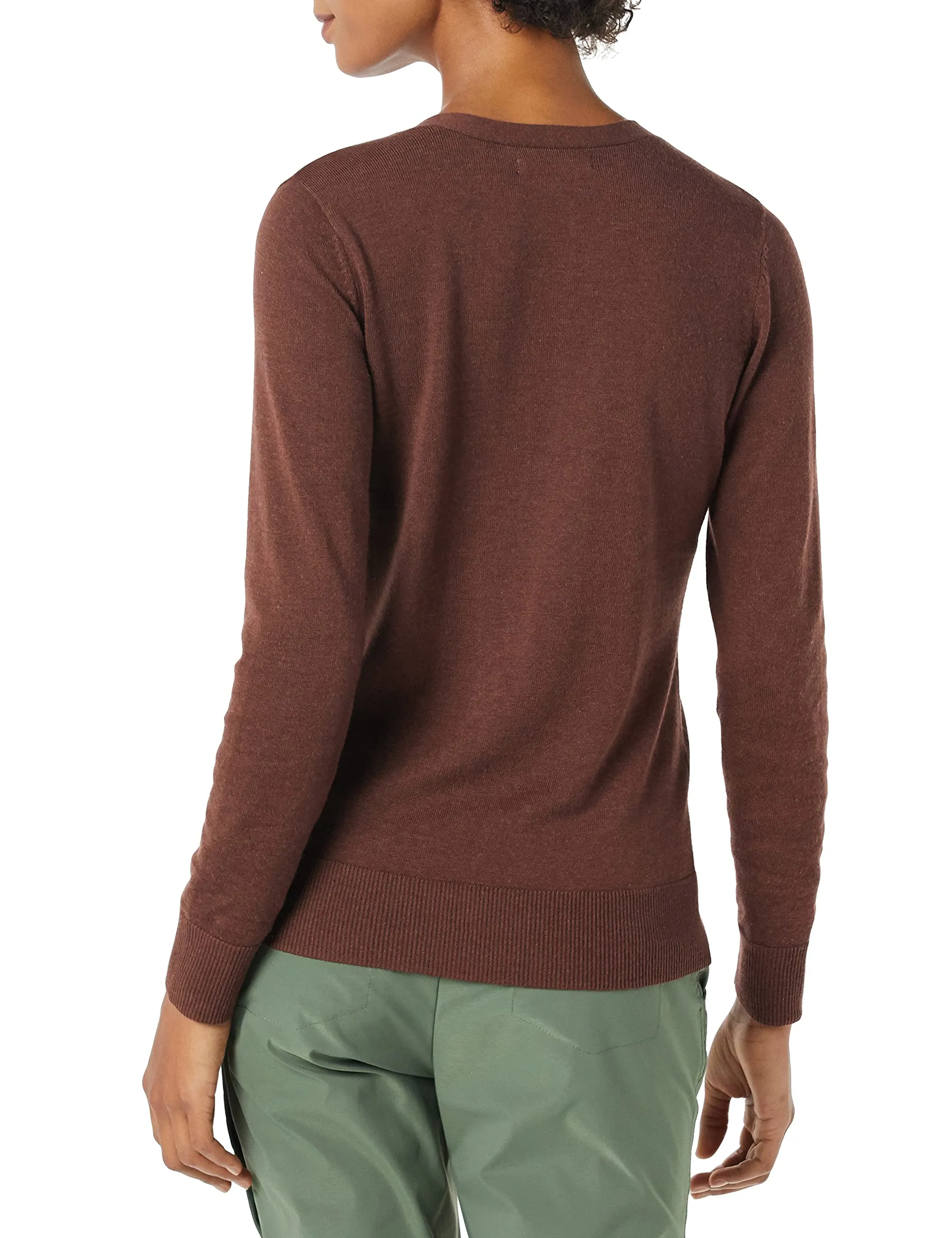 Amazon Essentials Felpa Cardigan Leggera Donna, Castagna Scuro Puntinato, S - immagine 3