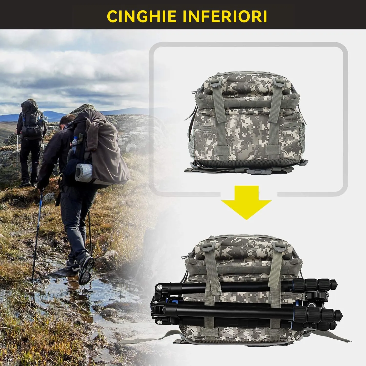 Zavothy Zaino Tattico Militare 45L con Sistema MOLLE, Mimetico - immagine 6
