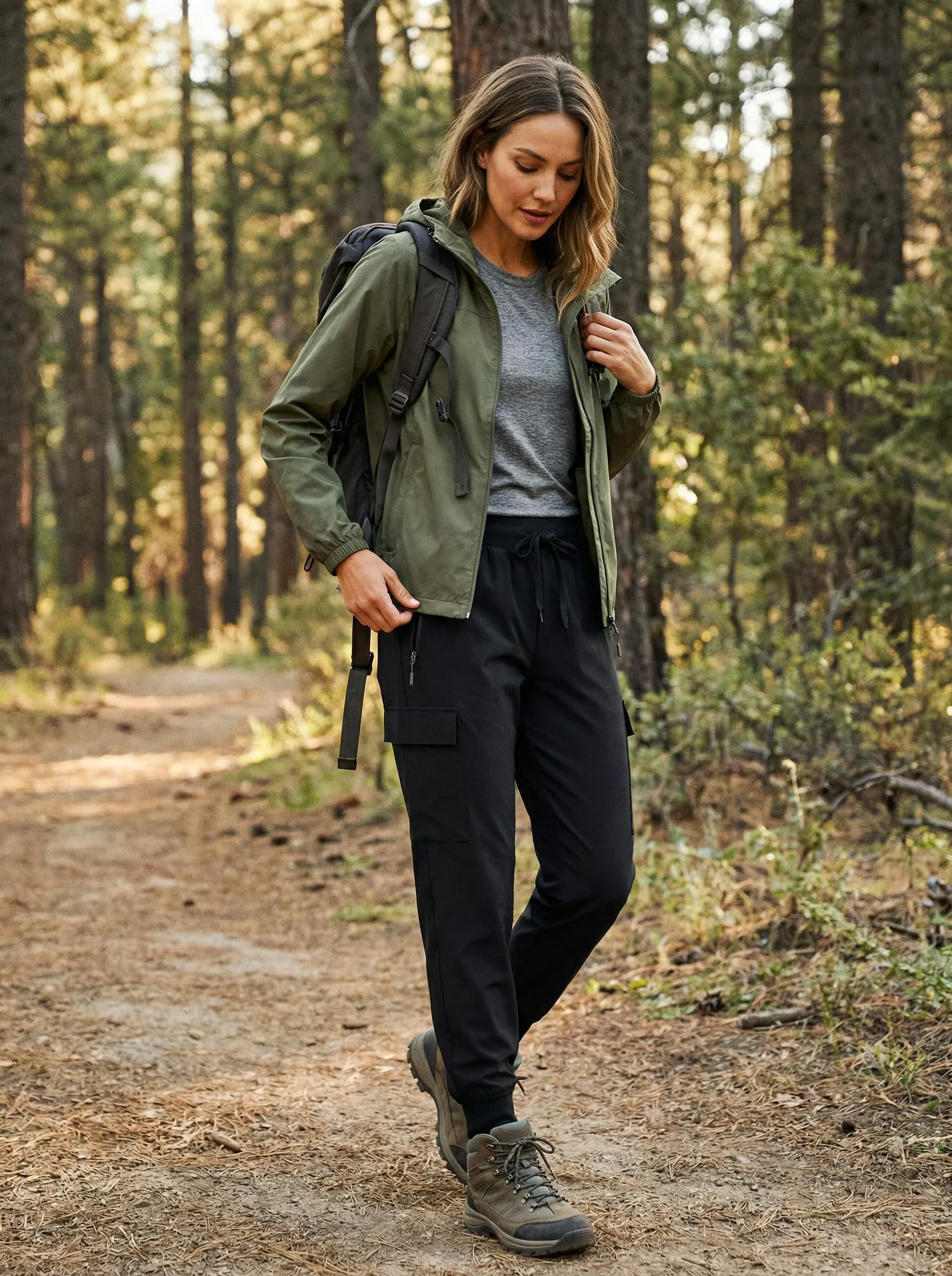 Libin Pantaloni Trekking Donna Cargo Jogger Estivi 29" Nero L - immagine 2