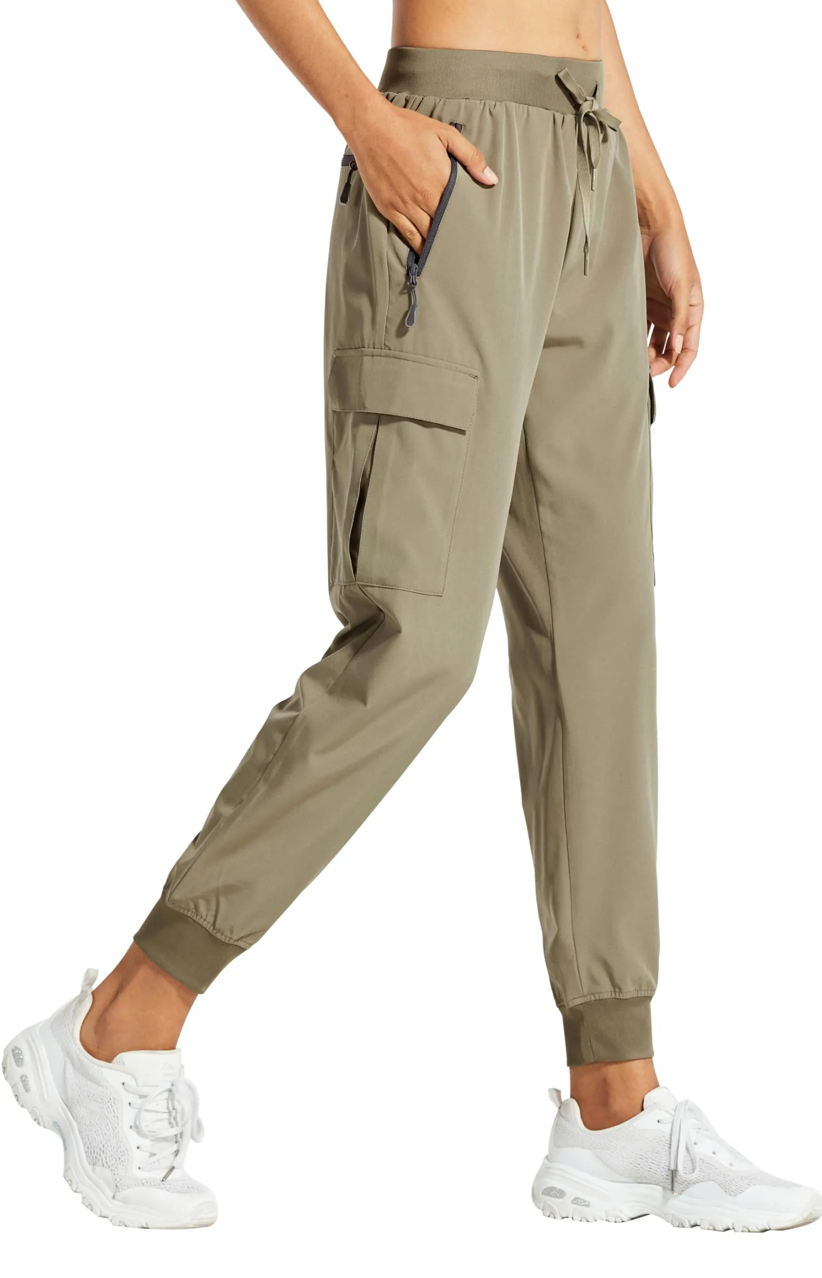 Libin Pantaloni Trekking Donna Cargo Jogger Estivi, Khaki, M - immagine 1