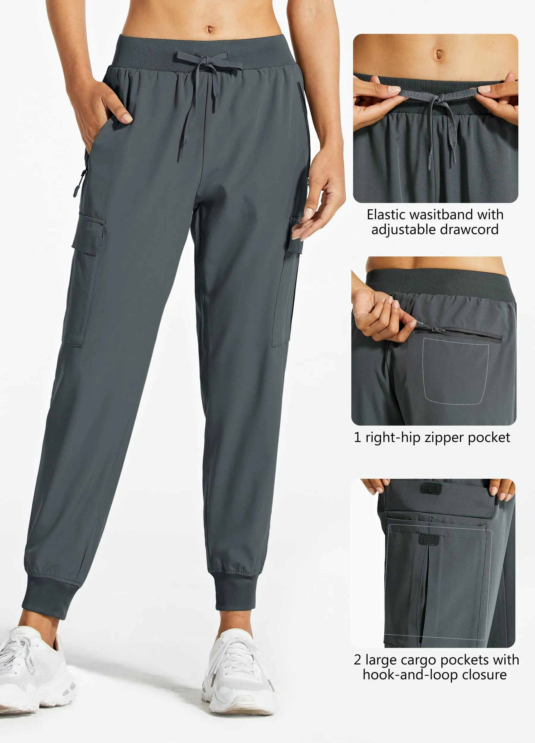 Libin Pantaloni Trekking Donna Cargo Jogger Estivi 29" Grigio Acciaio L - immagine 4