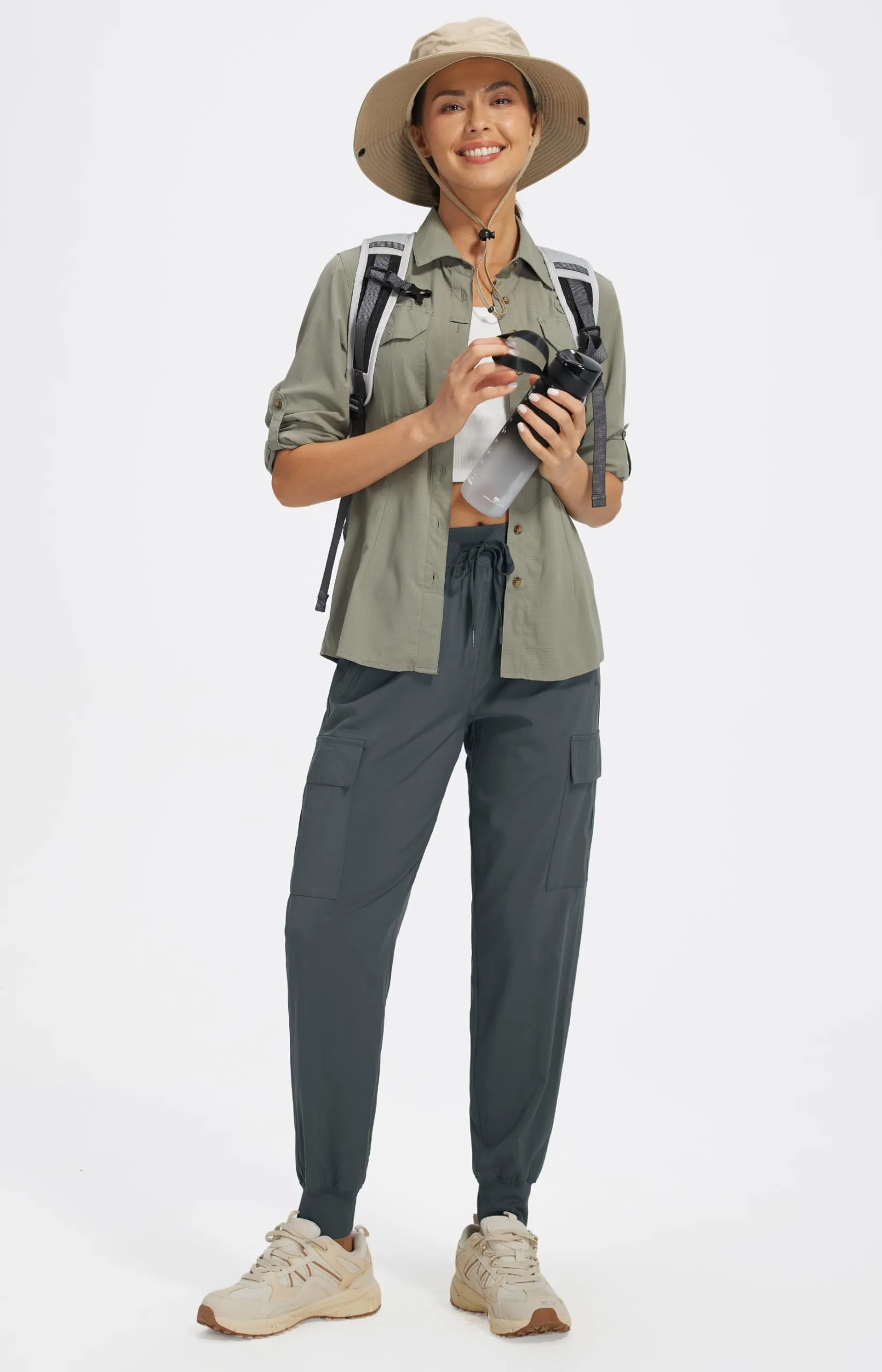 Libin Pantaloni Trekking Donna Cargo Jogger Estivi 29" Grigio Acciaio L - immagine 7