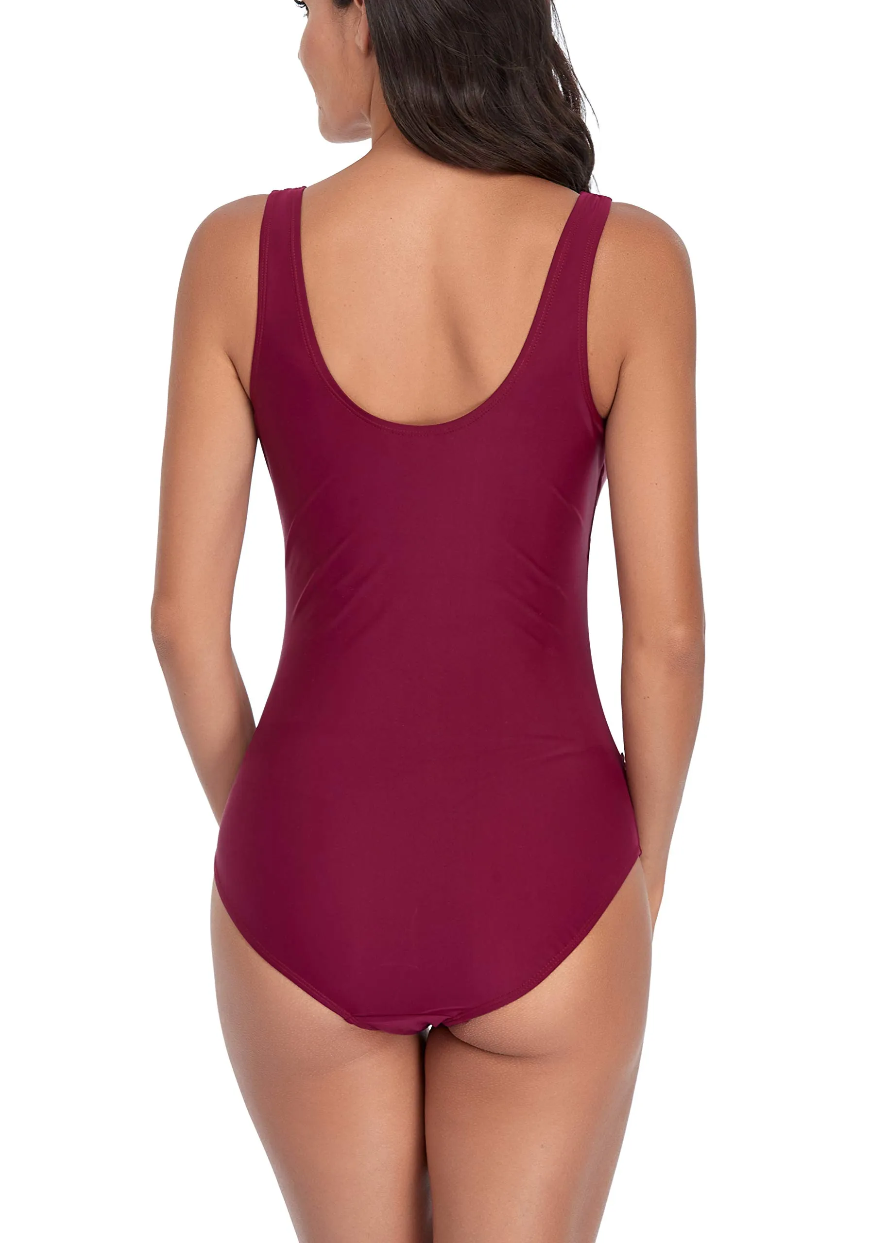 SUMMERSUNSHINE Costume da Bagno Intero Premaman con Incrocio Anteriore, Vino Rosso, S - immagine 6