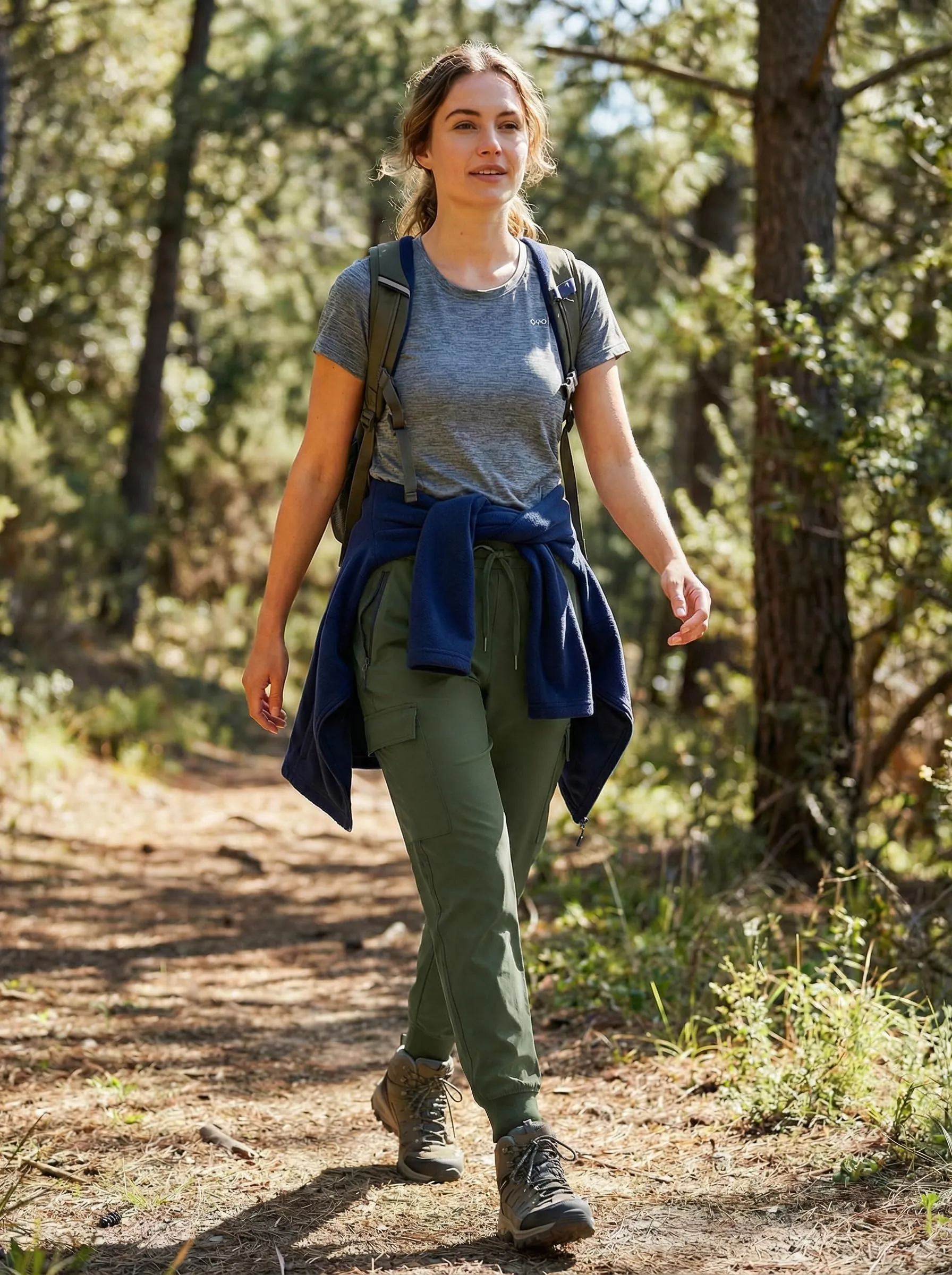 Libin Pantaloni Trekking Donna Cargo Jogger Estivi, Army Green, XXL - immagine 2