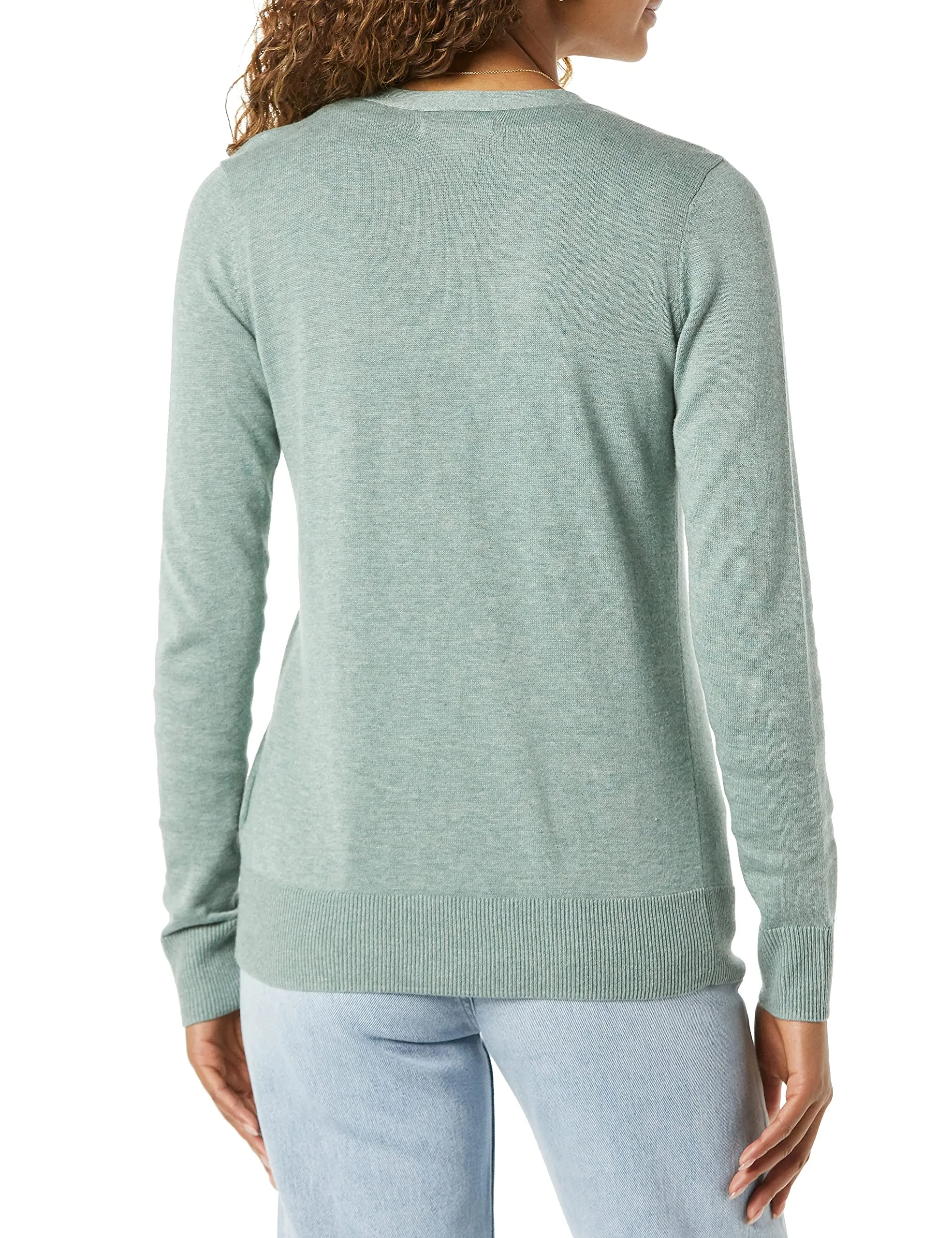 Amazon Essentials Felpa Cardigan Leggera Donna, Verde Salvia Puntinato, S - immagine 3