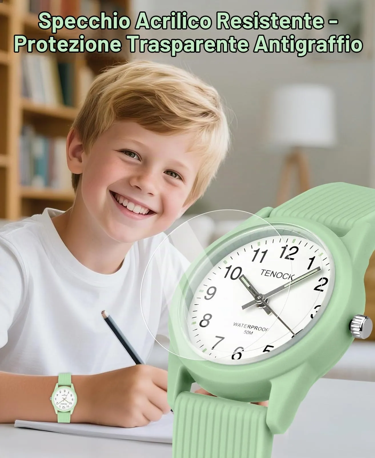 TENOCK Orologio Analogico per Bambini 50M Impermeabile TE-6088 - immagine 3