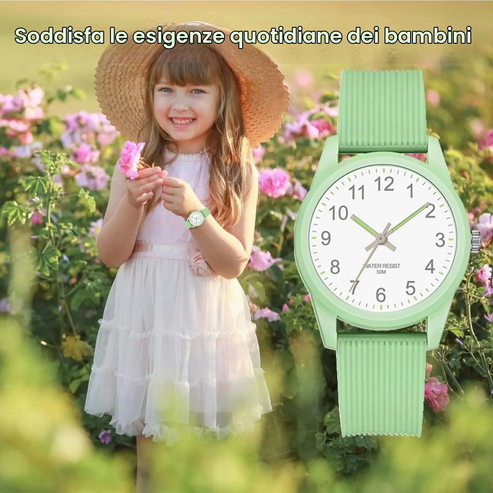 TENOCK Orologio Analogico per Bambini 50M Impermeabile TE-6088 - immagine 5