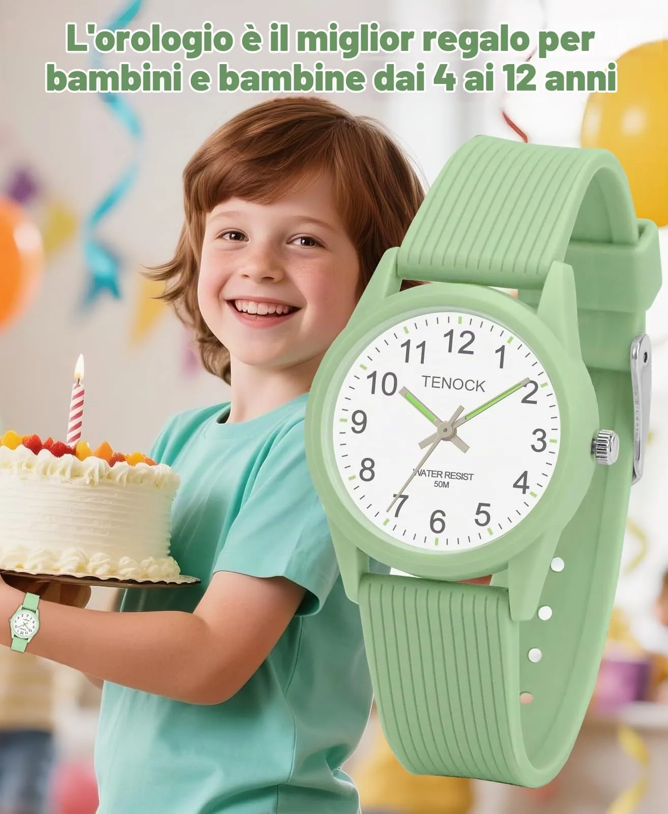 TENOCK Orologio Analogico per Bambini 50M Impermeabile TE-6088 - immagine 7