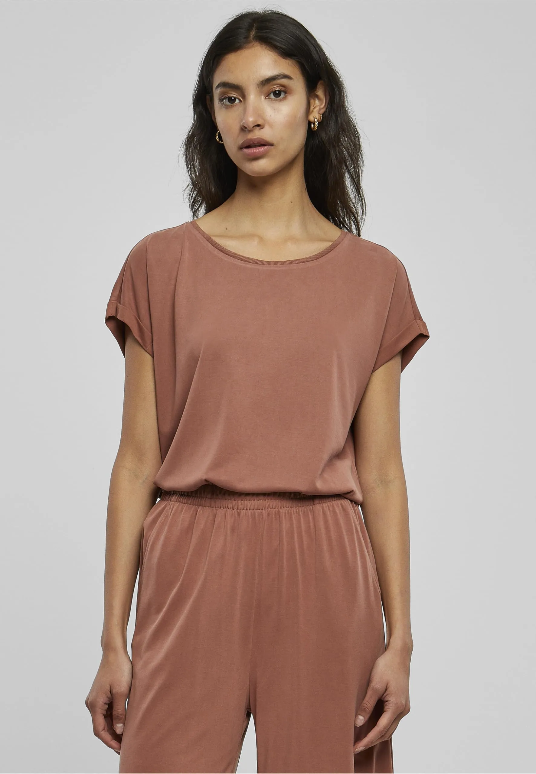 Urban Classics Extended Shoulder Tee in Modal, Terracotta, M - immagine 3