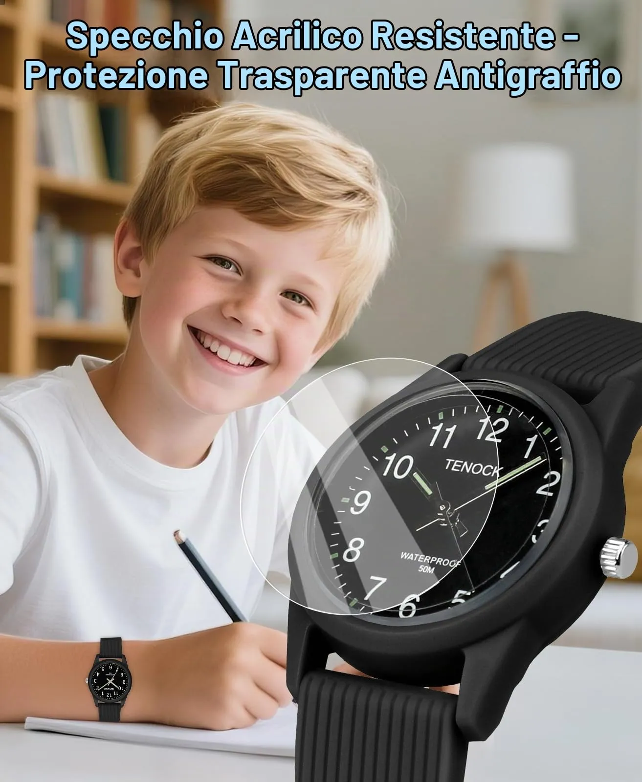 TENOCK Orologio Analogico per Bambini, 50M Impermeabile, Età 4-12 anni - immagine 3