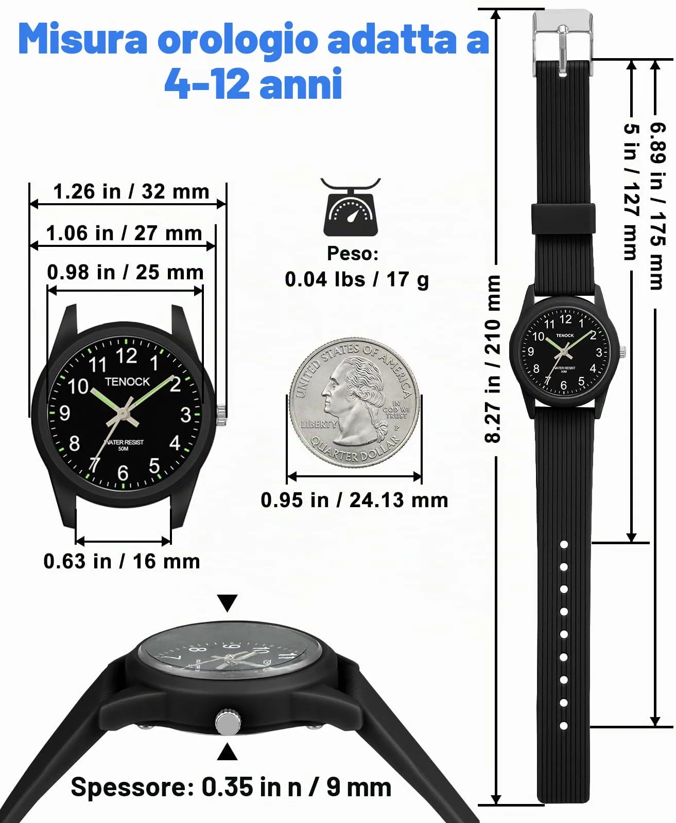 TENOCK Orologio Analogico per Bambini, 50M Impermeabile, Età 4-12 anni - immagine 5