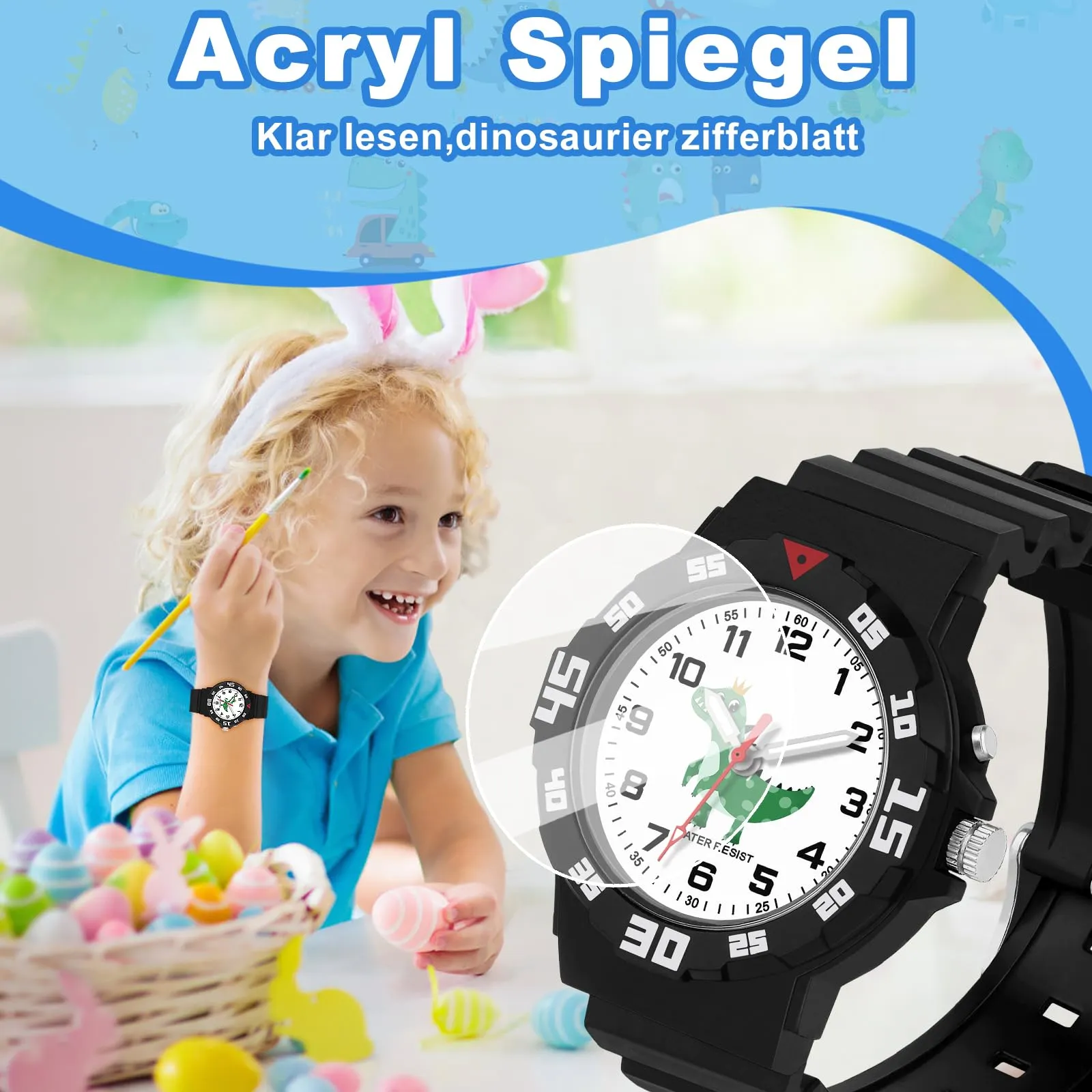 TENOCK Orologio Analogico per Bambini, Luce Notturna, Impermeabile 30M, 4-12 Anni - immagine 6