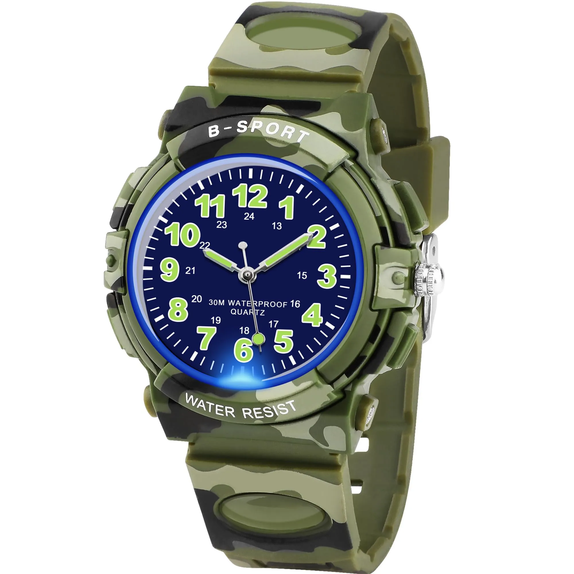 GUUMUXIN Orologio Analogico per Bambini 5-14 Anni, Luci Colorate, 30m Impermeabile, TPU - immagine 1