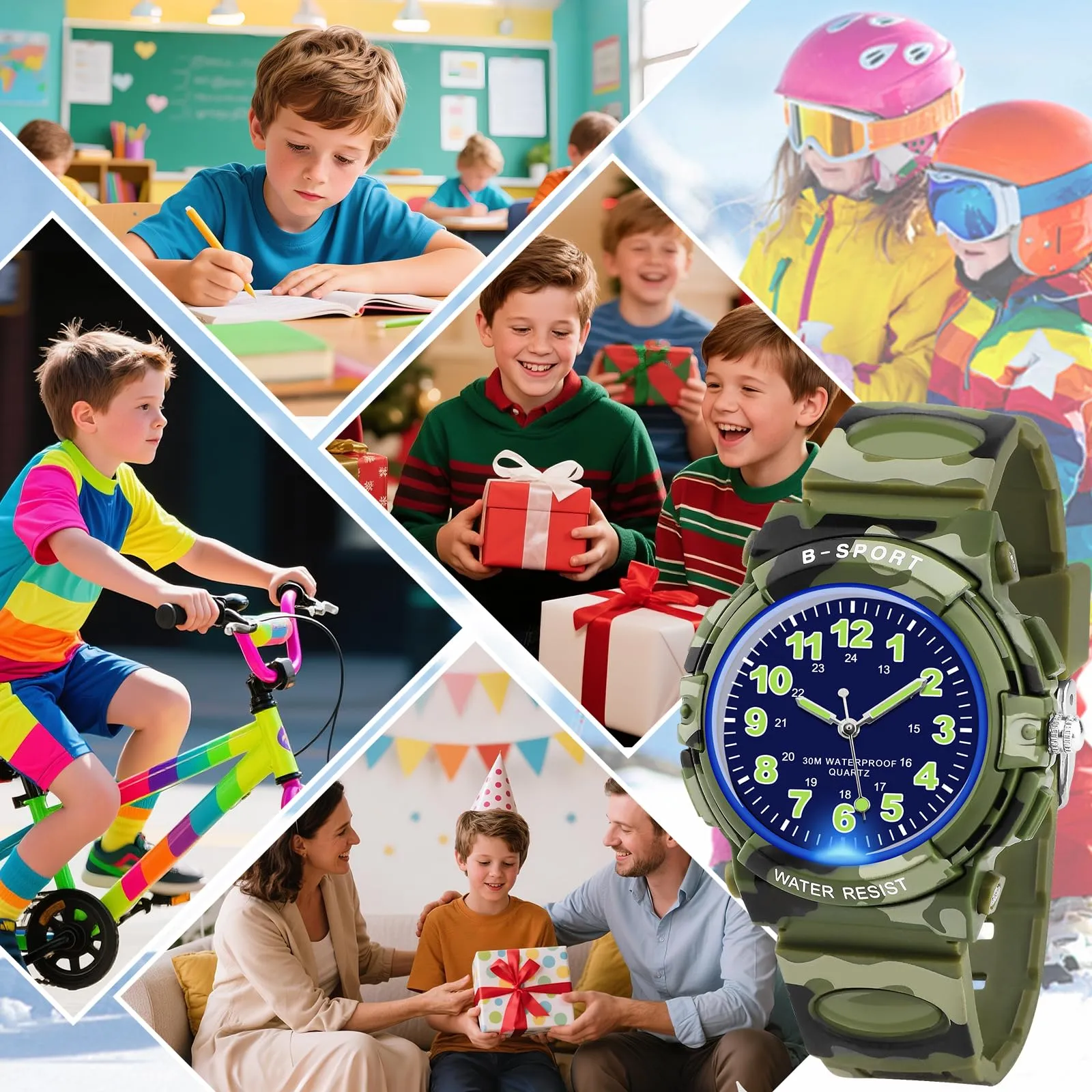 GUUMUXIN Orologio Analogico per Bambini 5-14 Anni, Luci Colorate, 30m Impermeabile, TPU - immagine 6