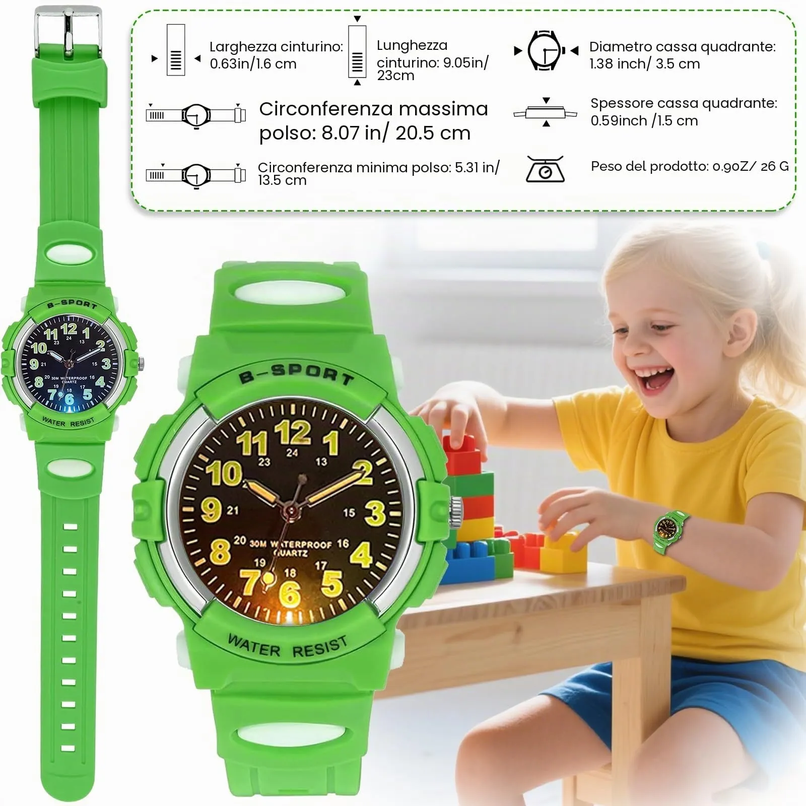 GUUMUXIN Orologio Analogico per Bambini 5-14 Anni, Luci Colorate, Impermeabile 30m, Cinturino TPU - immagine 5