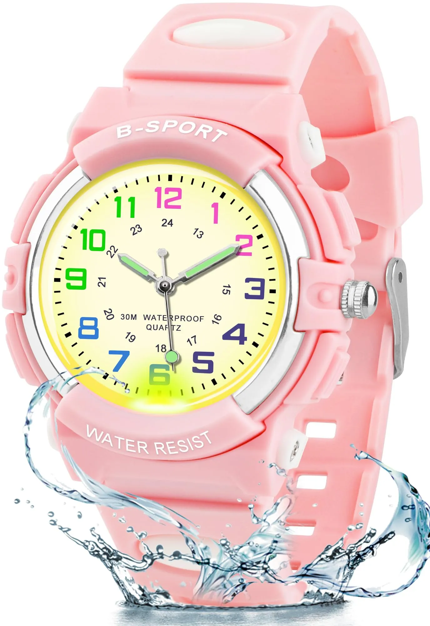 GUUMUXIN Orologio Analogico per Bambini 5-14 Anni, Luci Colorate, Impermeabile 30m, TPU - immagine 1