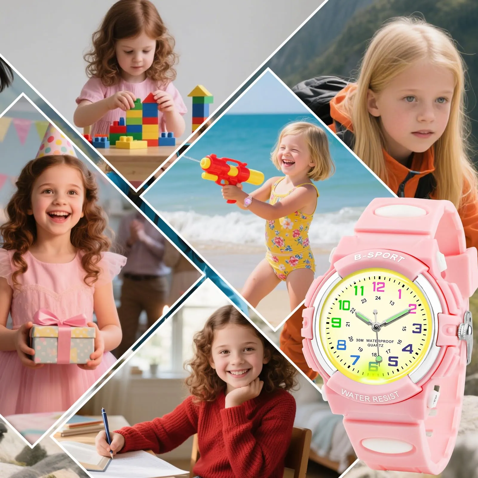 GUUMUXIN Orologio Analogico per Bambini 5-14 Anni, Luci Colorate, Impermeabile 30m, TPU - immagine 6