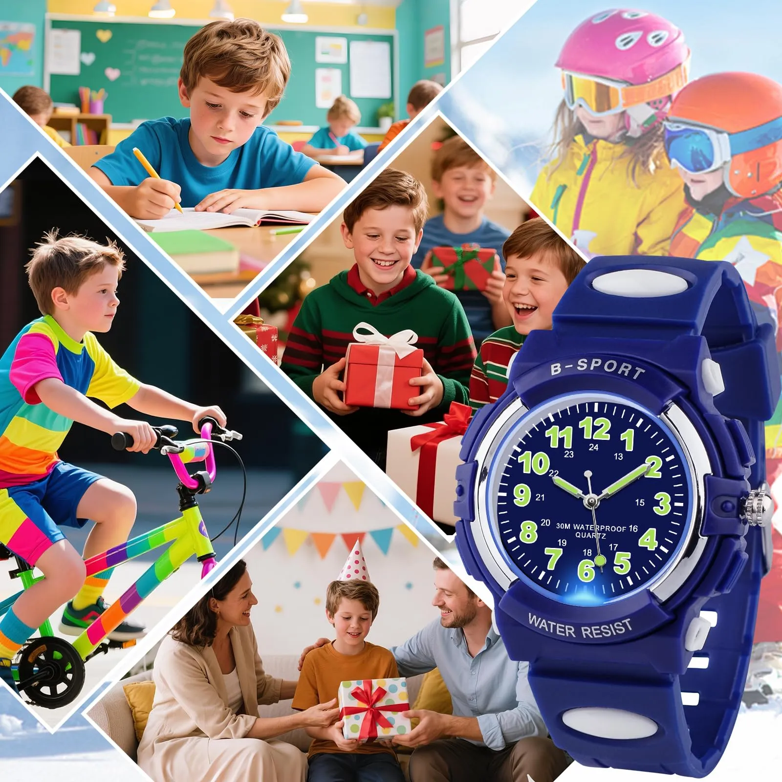GUUMUXIN Orologio Analogico TPU per Bambini 5-14 Anni, Luci Colorate, Impermeabile 30m - immagine 6