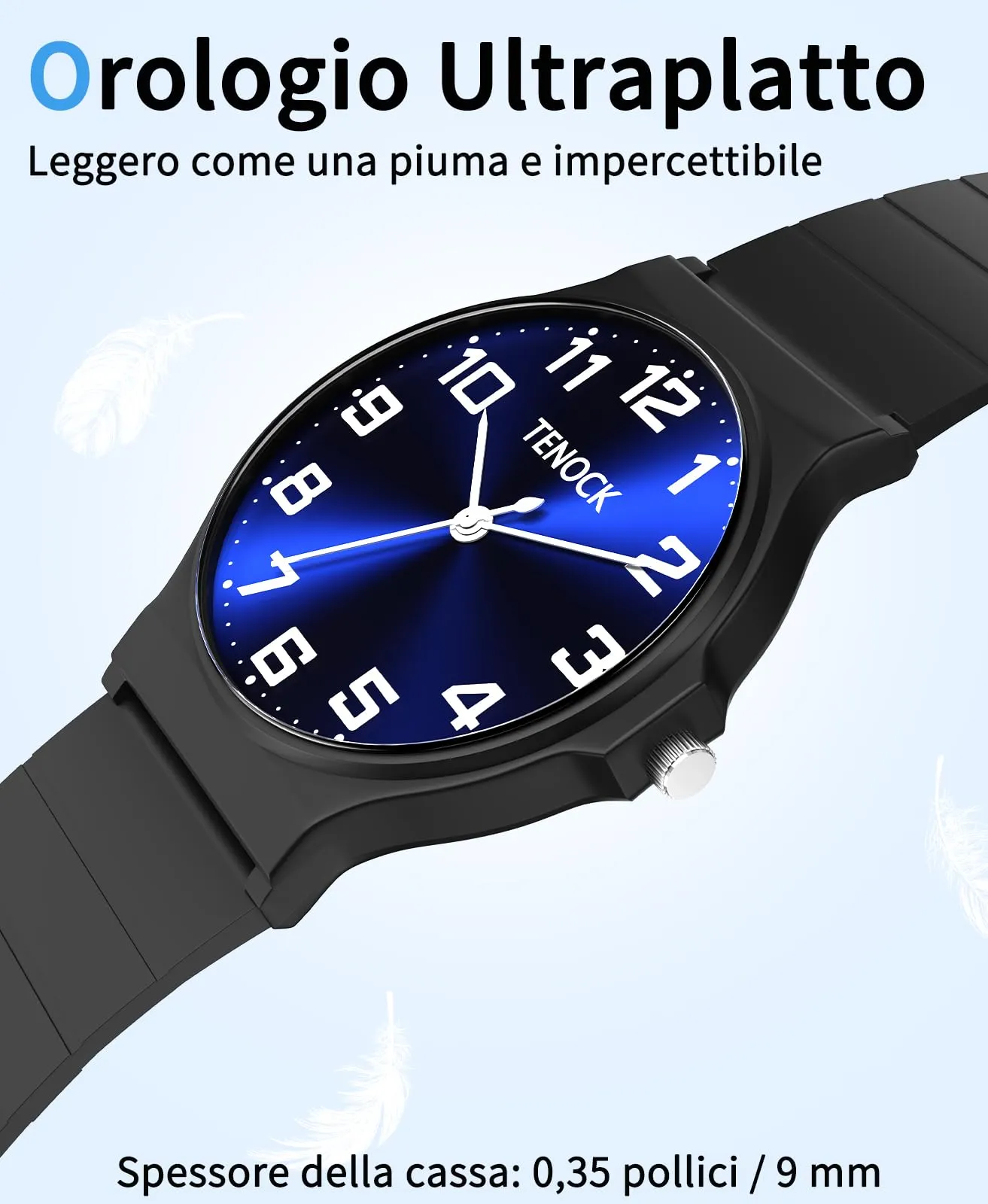 TENOCK Orologio Analogico per Bambini TEN-1010L, Impermeabile 3ATM, Cinturino in Silicone - immagine 3