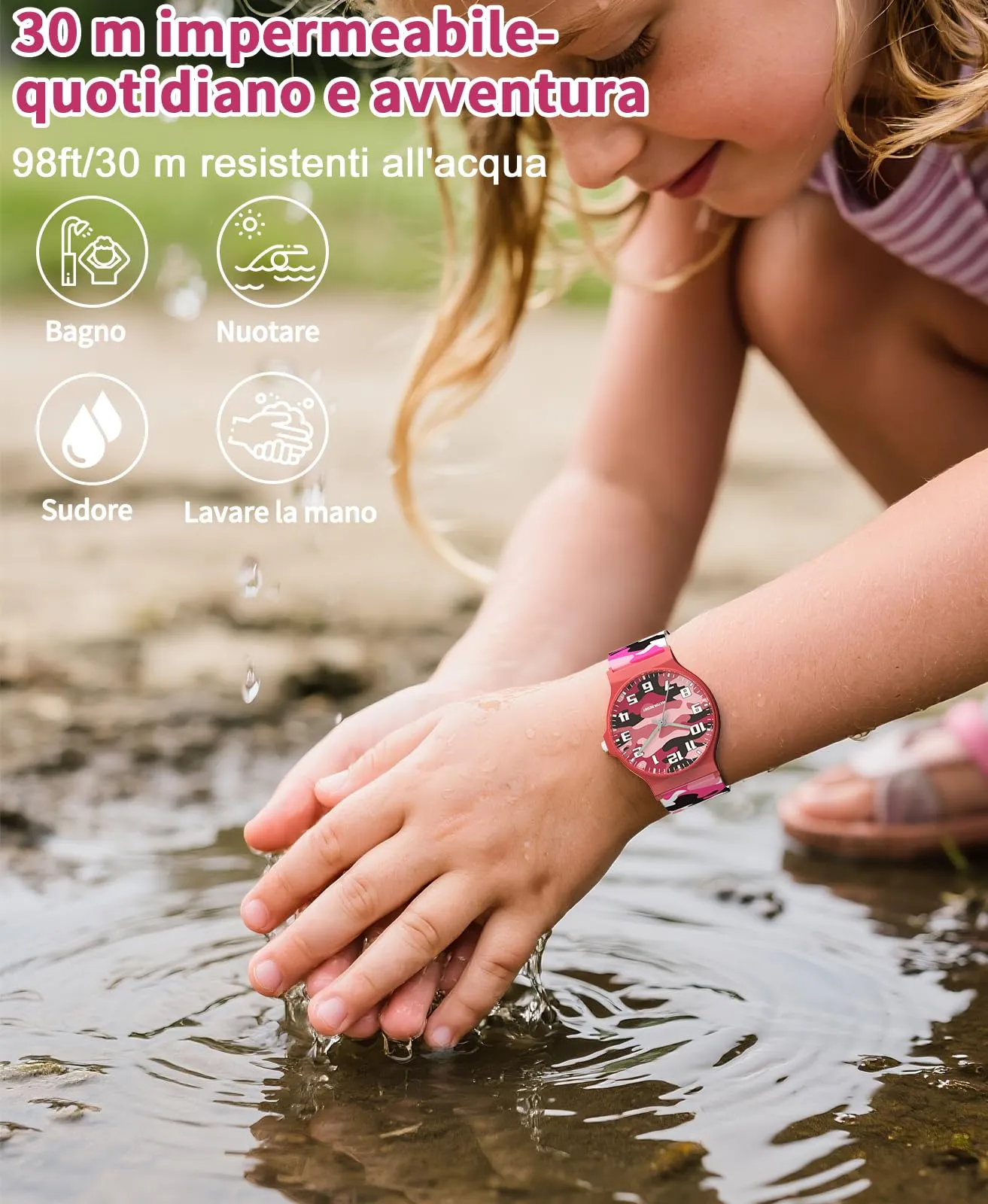 TENOCK Orologio Analogico per Bambini 5-15 Anni, Impermeabile 3ATM, Cinturino in Silicone, TEN-1010L - immagine 5