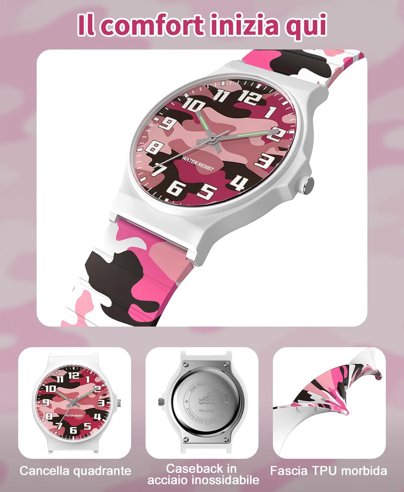 TENOCK Orologio analogico per bambini 30m TEN-1010L - immagine 2