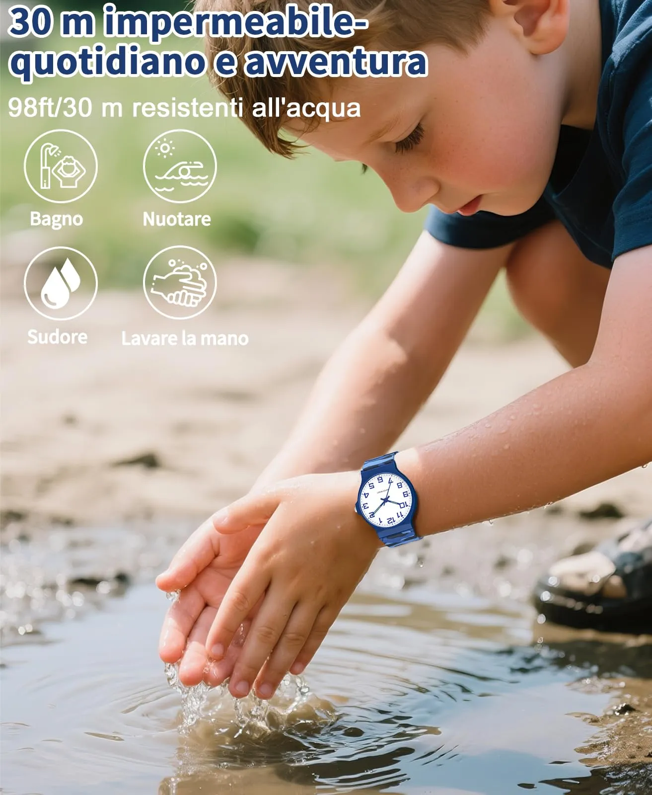 TENOCK Orologio Analogico per Bambini TEN-1010L, Impermeabile 3ATM, Cinturino in Silicone, 5-15 Anni - immagine 5