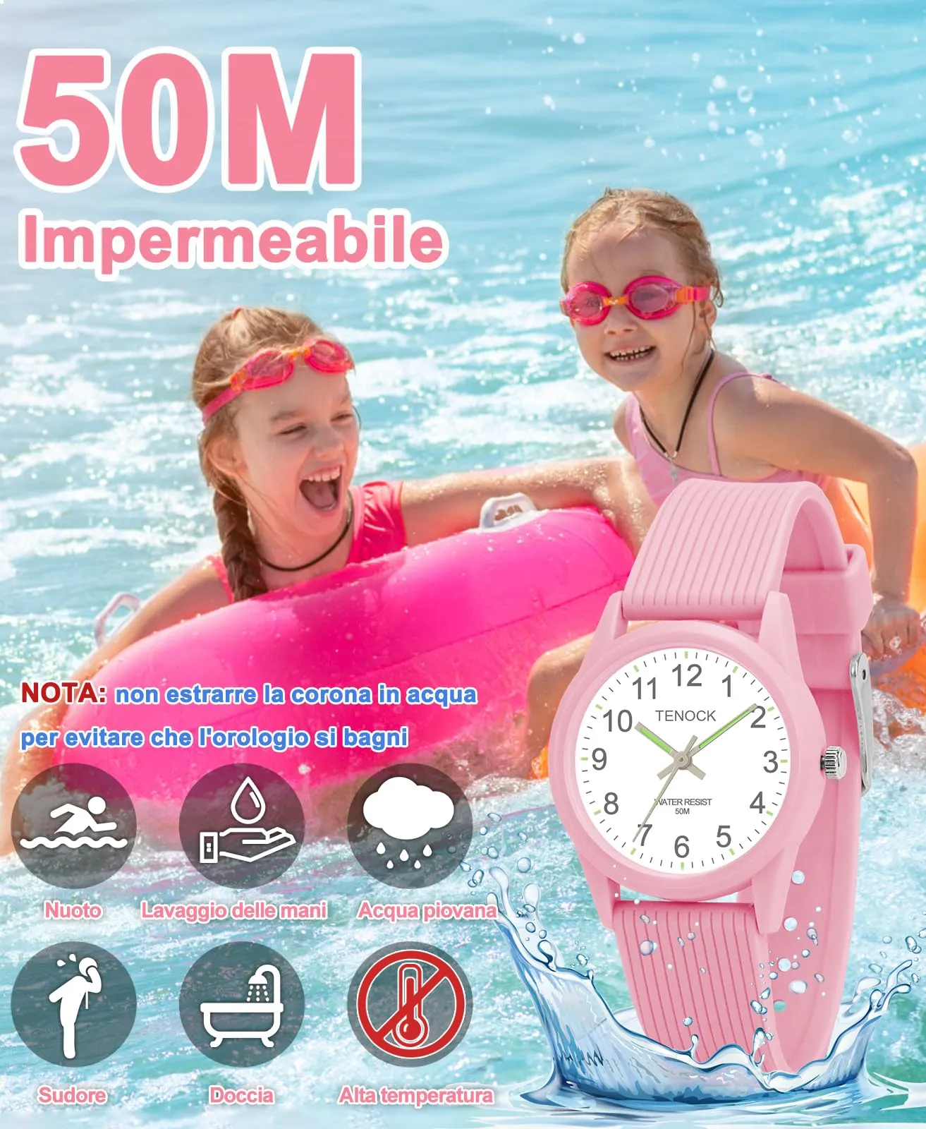 TENOCK Orologio Analogico per Bambini, Impermeabile 50M, Età 4-12 anni, SD6088 - immagine 2