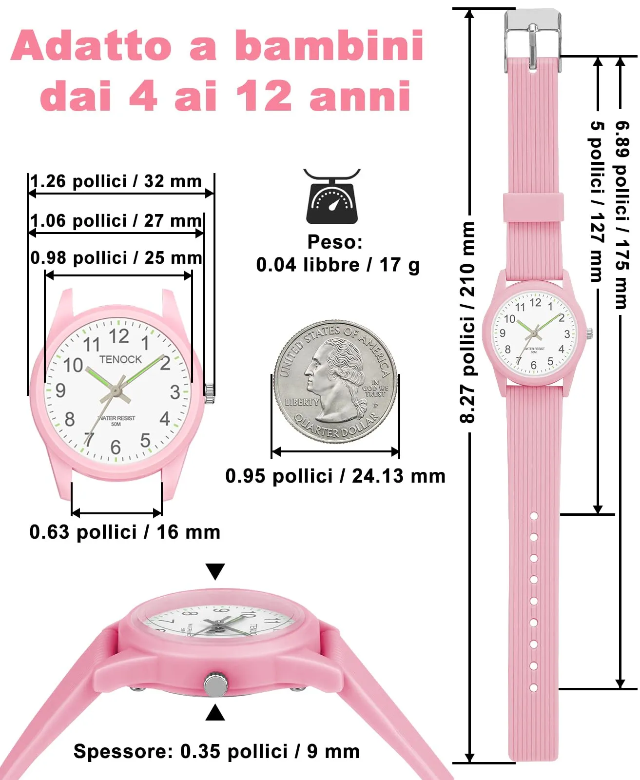 TENOCK Orologio Analogico per Bambini, Impermeabile 50M, Età 4-12 anni, SD6088 - immagine 4
