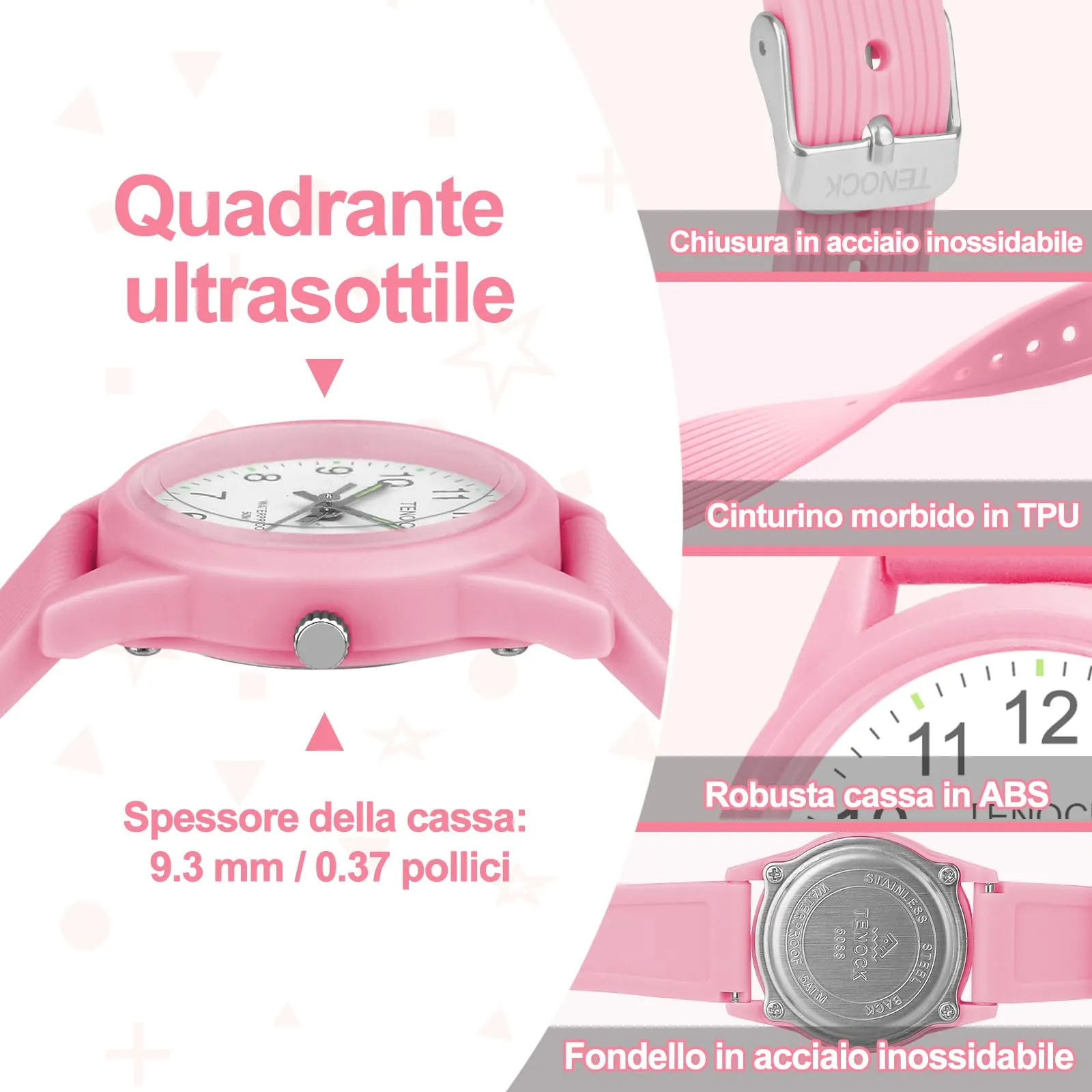 TENOCK Orologio Analogico per Bambini, Impermeabile 50M, Età 4-12 anni, SD6088 - immagine 5