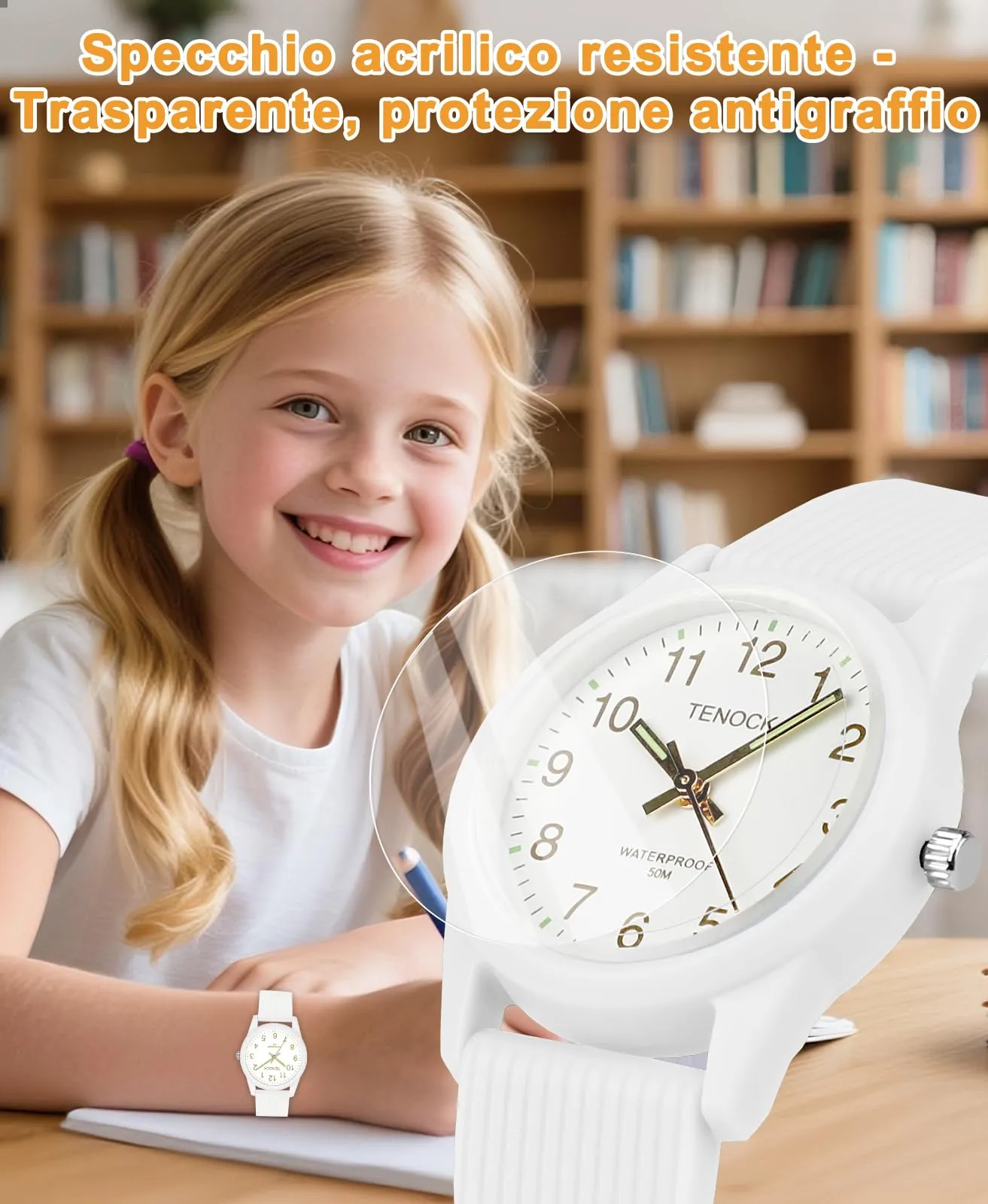 TENOCK Orologio Analogico per Bambini, 50M Impermeabile, per Età 4-12 Anni - immagine 3