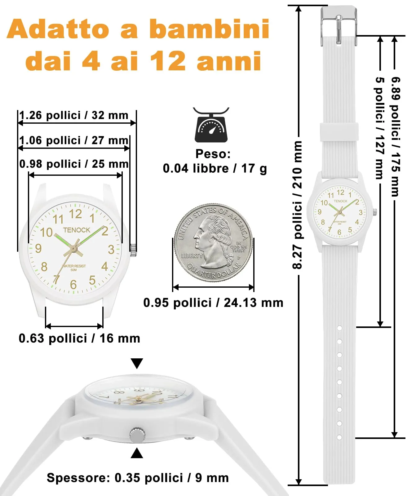 TENOCK Orologio Analogico per Bambini, 50M Impermeabile, per Età 4-12 Anni - immagine 4