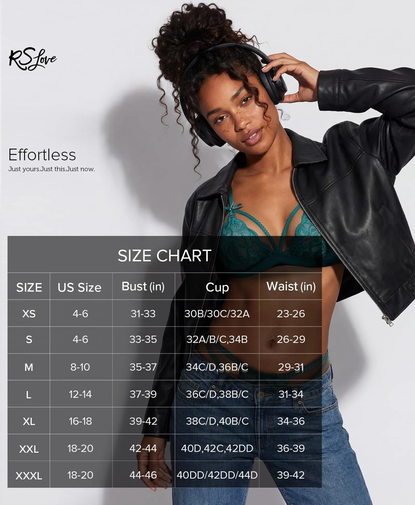 RSLOVE Completo Intimo Donna con Body in Pizzo Teddy Babydoll e Reggicalze, Azzurro, L - immagine 3