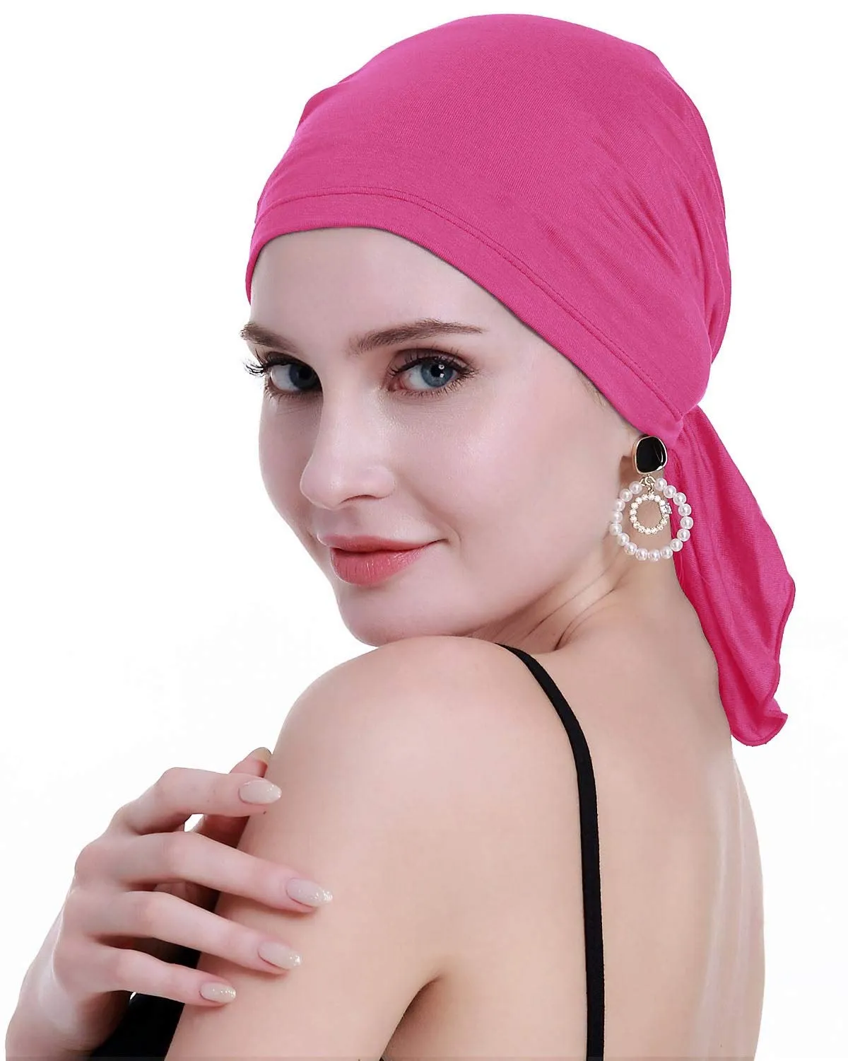 osvyo Copricapo in bambù per chemioterapia da donna, turbante per perdita di capelli, Rosa Luce, Taglia unica - immagine 5