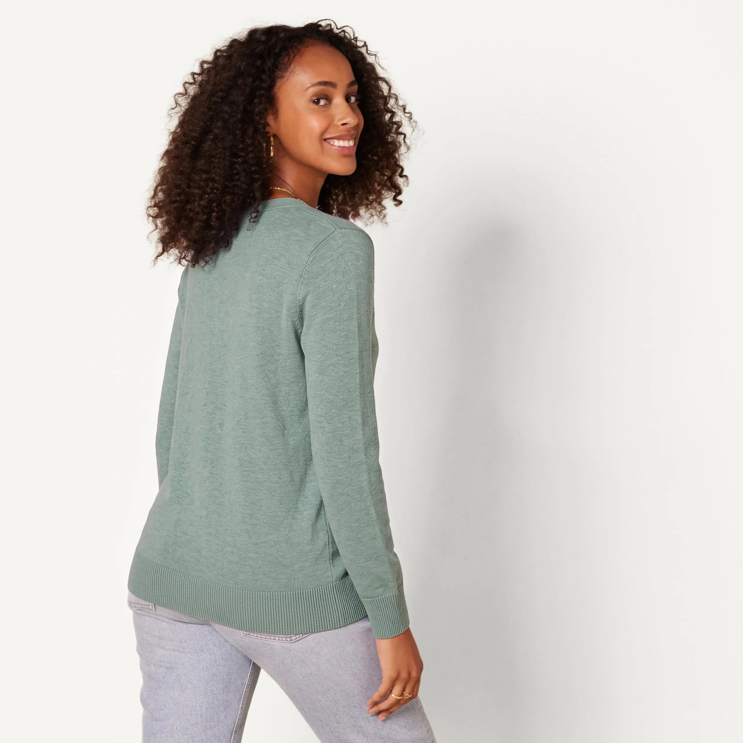 Amazon Essentials Felpa Cardigan Leggera Donna, Verde Salvia Puntinato, XXL - immagine 4