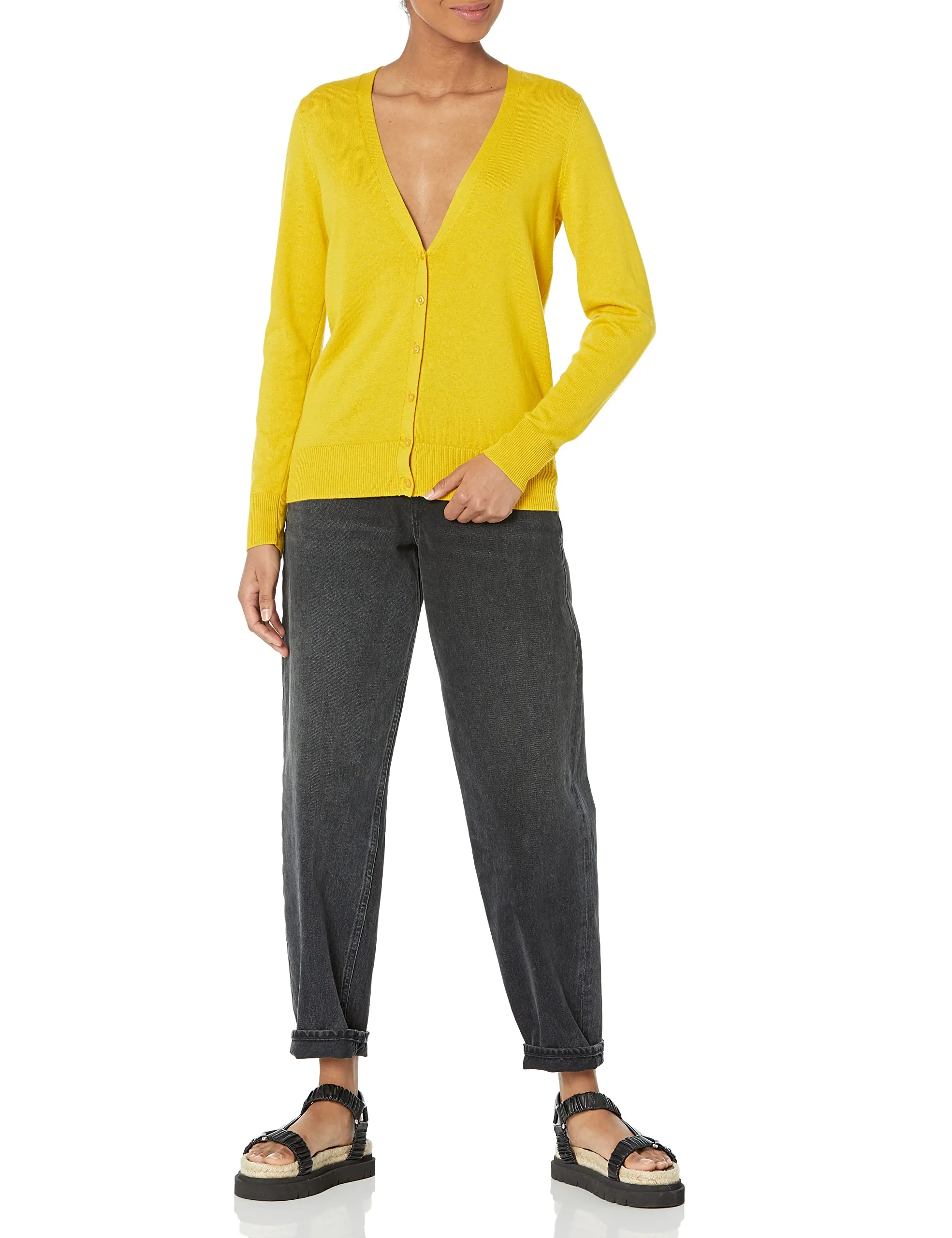 Amazon Essentials Felpa Cardigan Leggera Donna, Giallo Scuro, XS - immagine 5